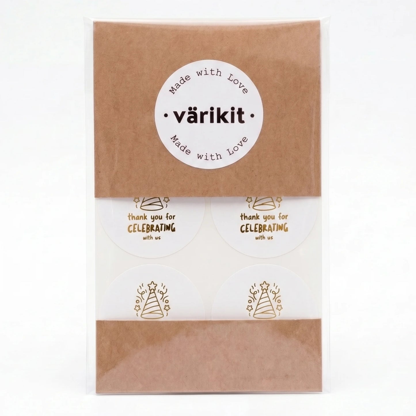 Playful Thank You Stickers for Small Business, Doodle Party Hat, 2-Inch Round, 60 Labels | Varikit