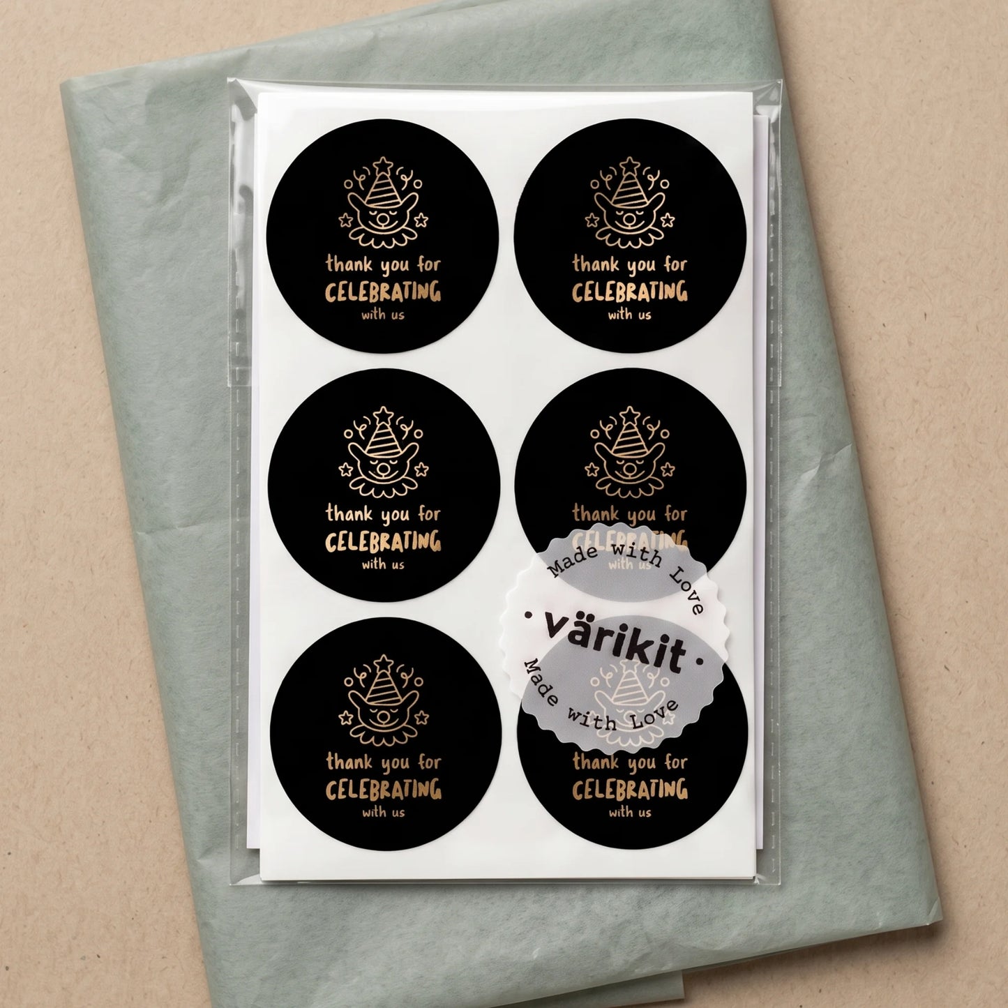 Playful Thank You Stickers for Small Business, Party Animal, 2-Inch Round, 60 Labels | Varikit