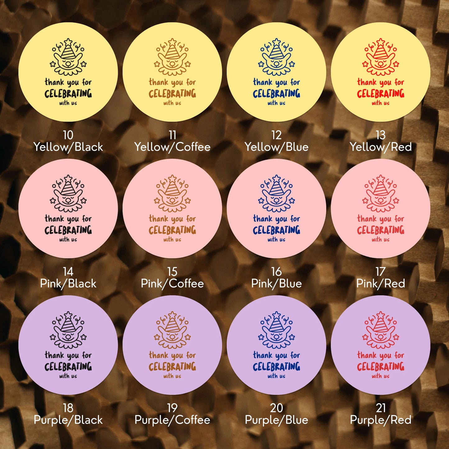 Playful Thank You Stickers for Small Business, Party Animal, 2-Inch Round, 60 Labels | Varikit