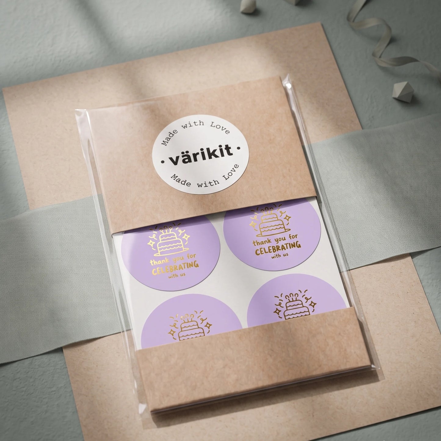 Playful Thank You Stickers for Small Business, Birthday Cake Candles, 2-Inch Round, 60 Labels | Varikit