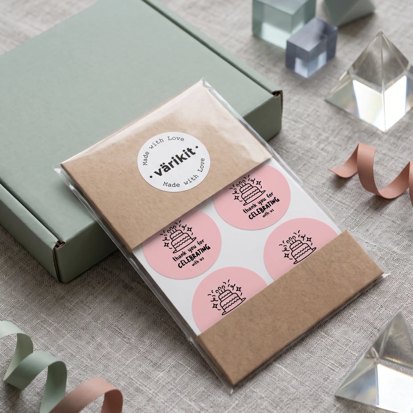 Playful Thank You Stickers for Small Business, Birthday Cake Candles, 2-Inch Round, 60 Labels | Varikit