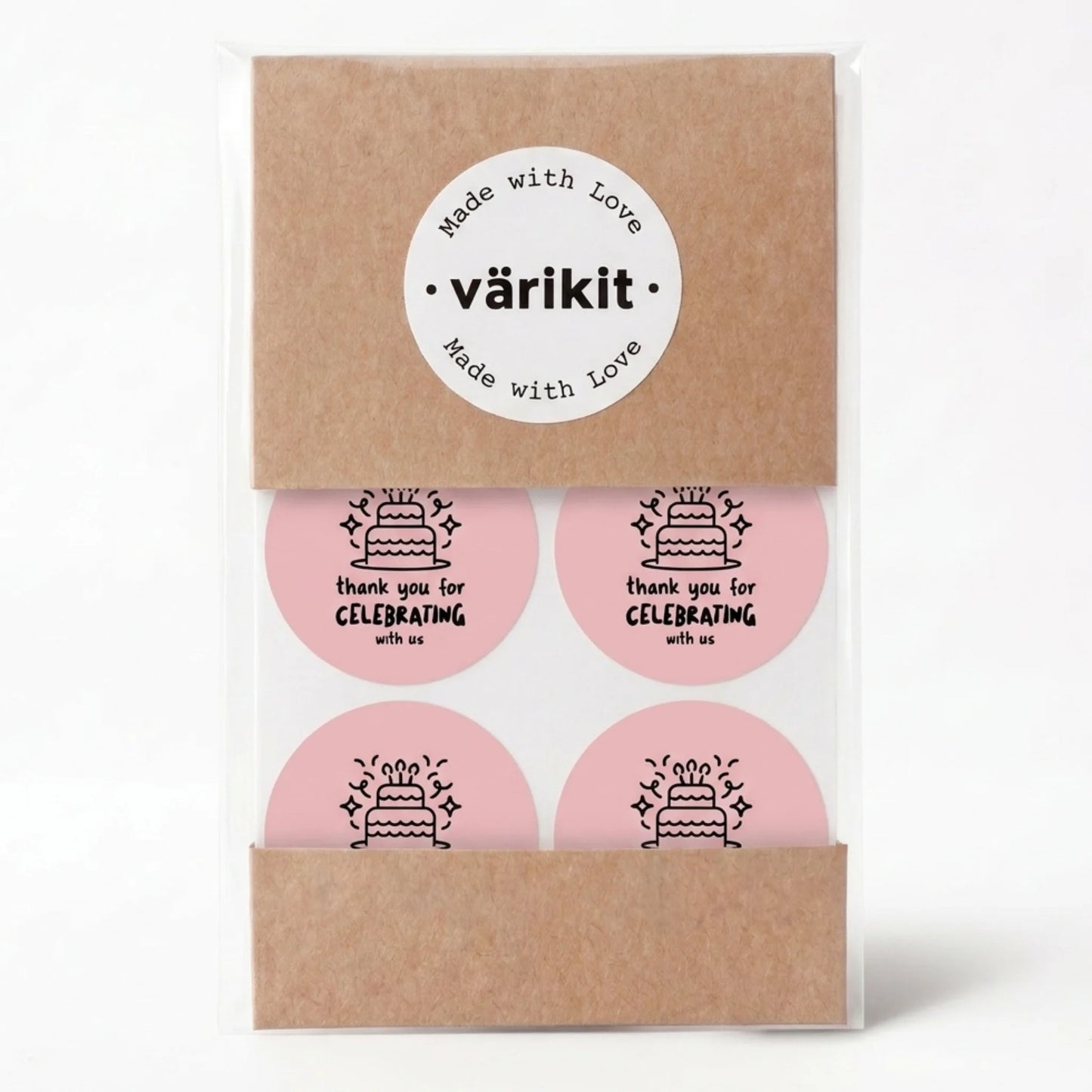 Playful Thank You Stickers for Small Business, Birthday Cake Candles, 2-Inch Round, 60 Labels | Varikit