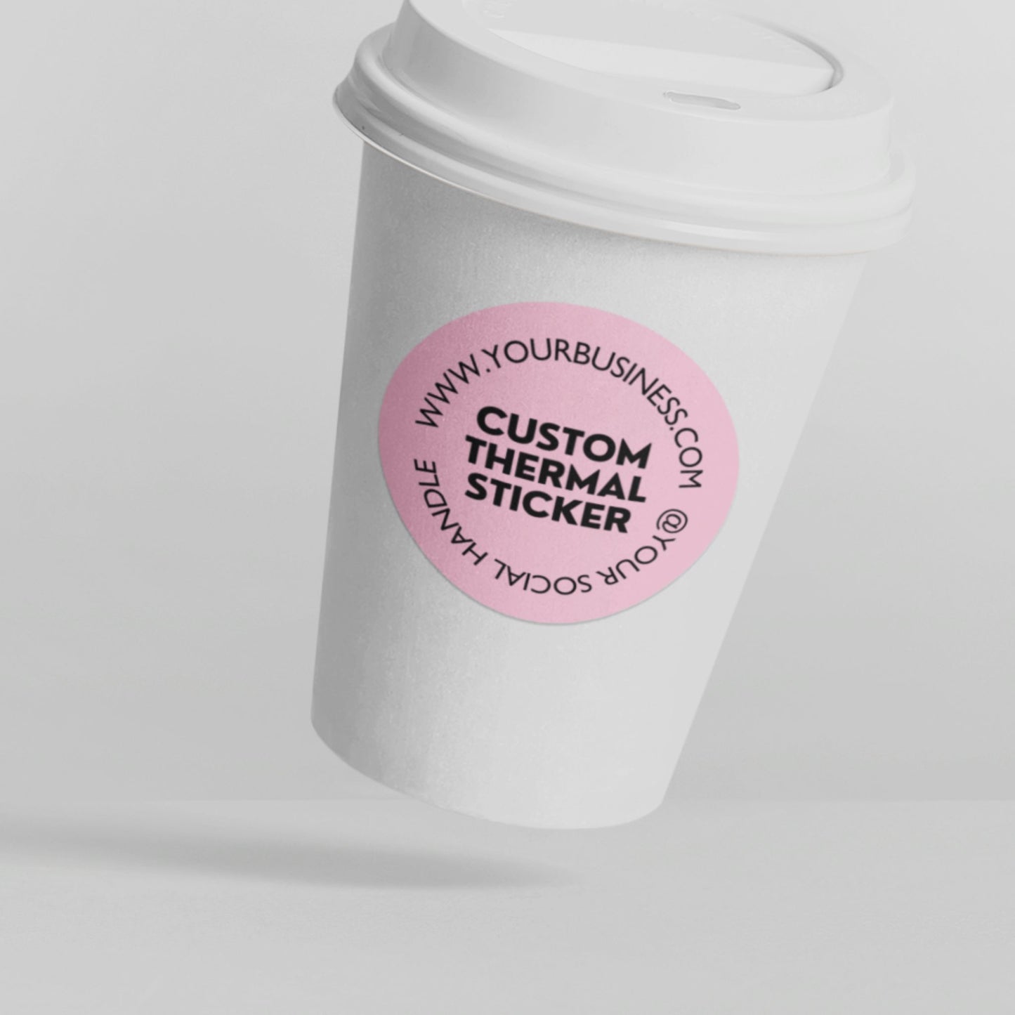 Eye-catching Peachy Pink custom sticker made for your brand!  Showcase your logo or design on this water & oil-proof sticker, perfect for small business owners.  Print on-demand, starting from 25 stickers. Varikit: Brand magic made easy & affordable.