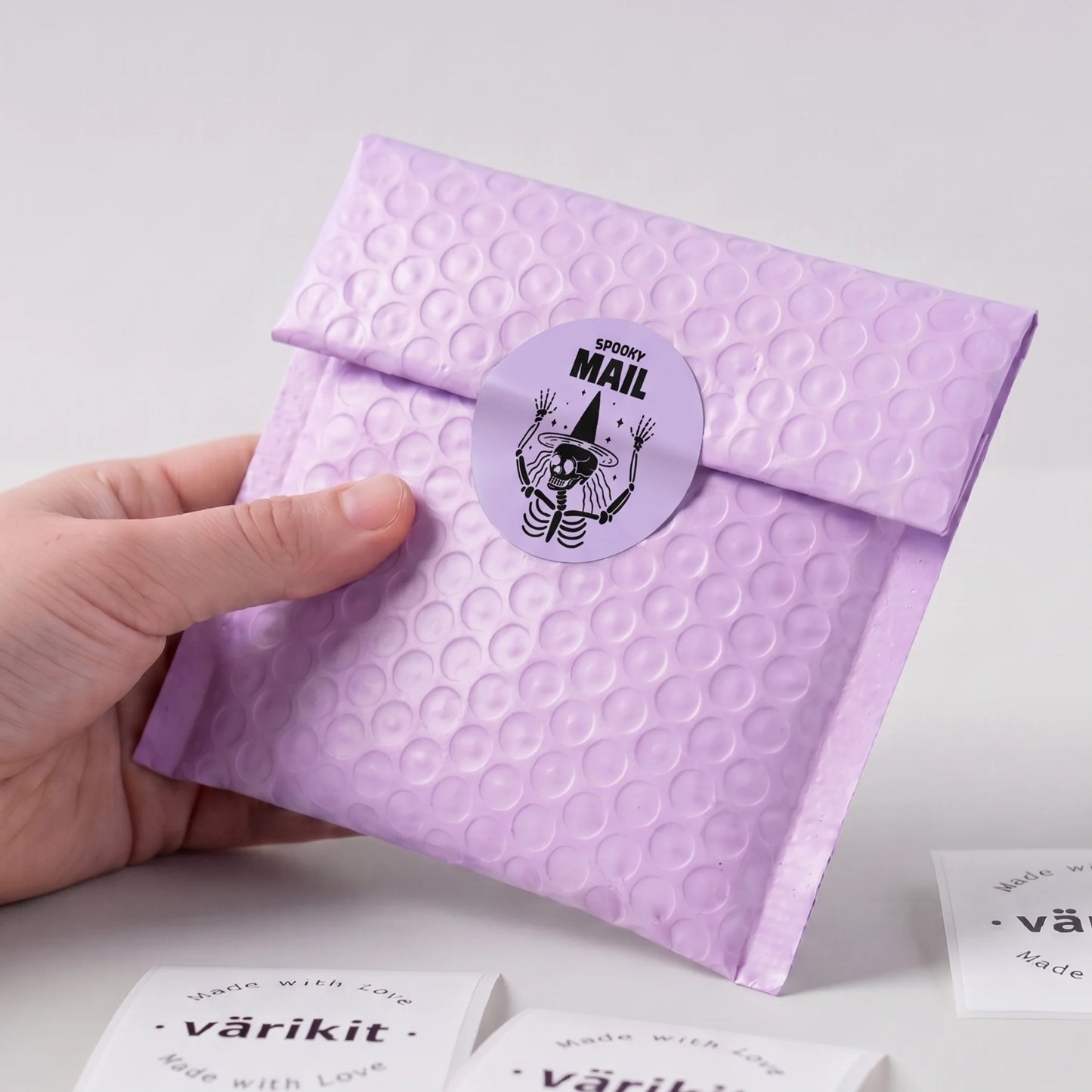 Playful Spooky Mail Stickers for Small Business, Witchy Skeleton, 2 Inch Round, 60 Labels | Varikit