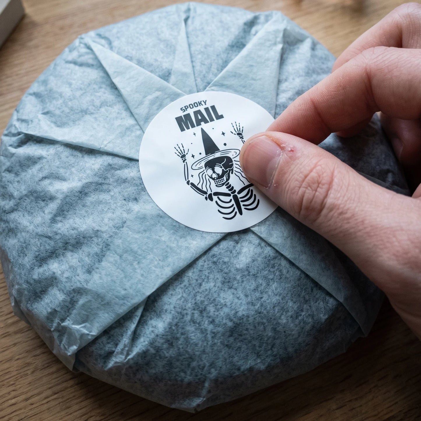 Playful Spooky Mail Stickers for Small Business, Witchy Skeleton, 2 Inch Round, 60 Labels | Varikit
