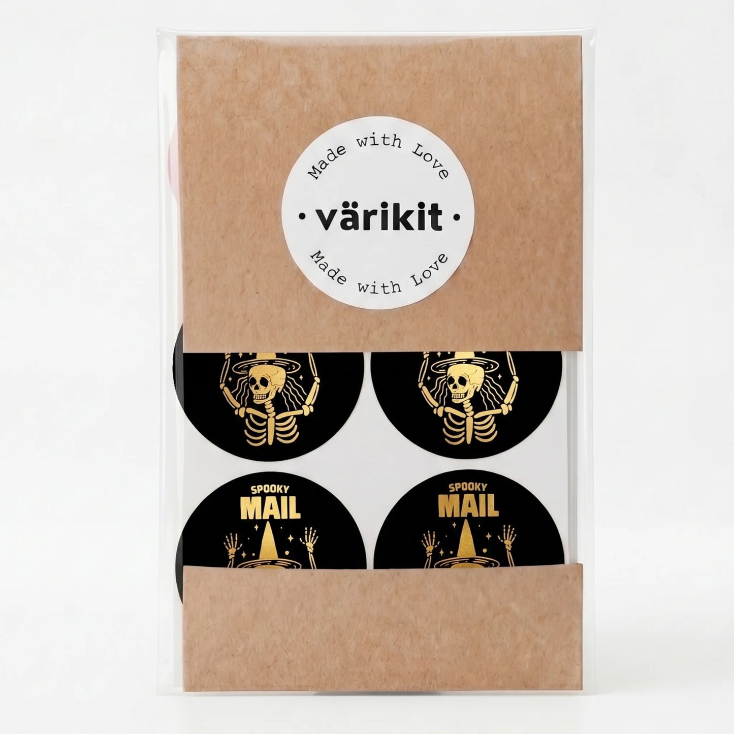 Playful Spooky Mail Stickers for Small Business, Witchy Skeleton, 2 Inch Round, 60 Labels | Varikit