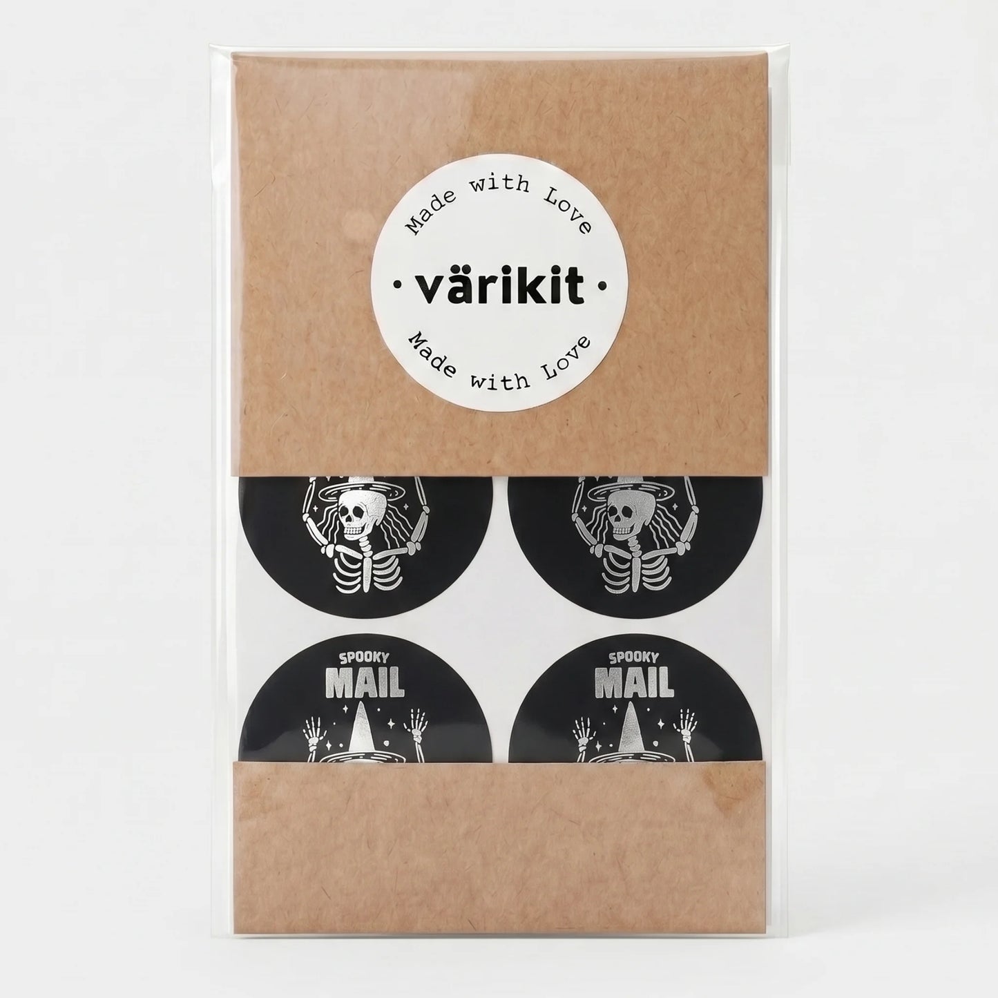Playful Spooky Mail Stickers for Small Business, Witchy Skeleton, 2 Inch Round, 60 Labels | Varikit