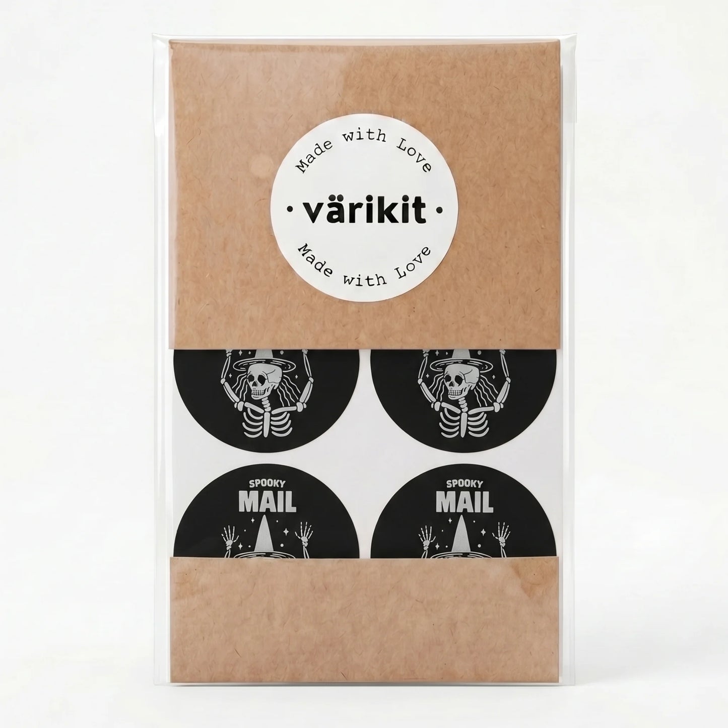 Playful Spooky Mail Stickers for Small Business, Witchy Skeleton, 2 Inch Round, 60 Labels | Varikit