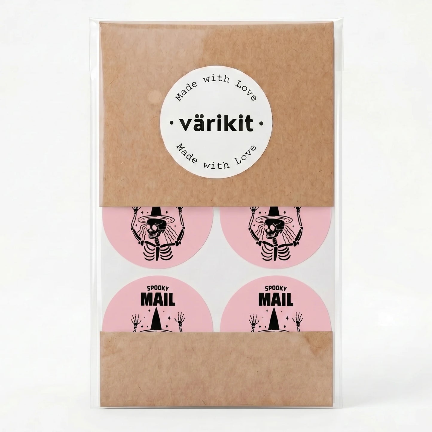 Playful Spooky Mail Stickers for Small Business, Witchy Skeleton, 2 Inch Round, 60 Labels | Varikit