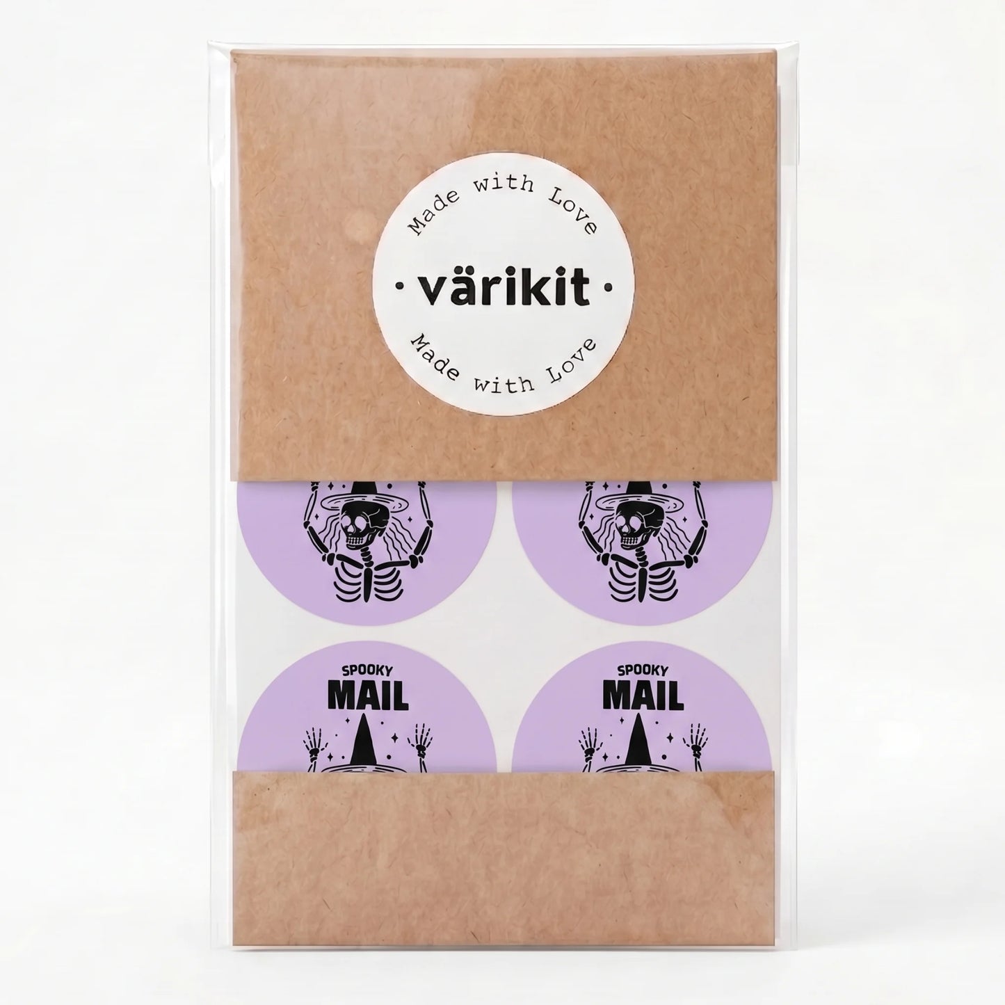 Playful Spooky Mail Stickers for Small Business, Witchy Skeleton, 2 Inch Round, 60 Labels | Varikit