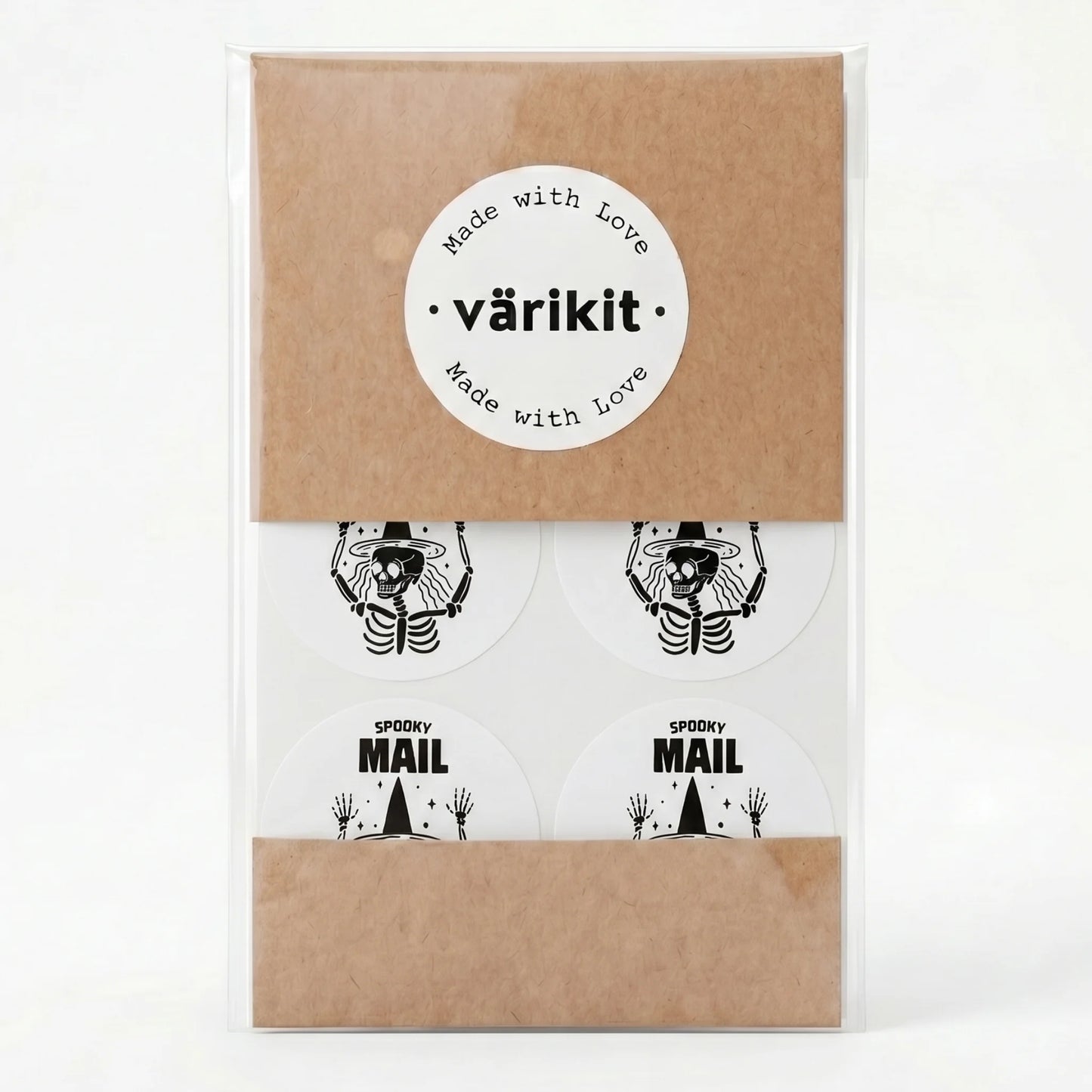 Playful Spooky Mail Stickers for Small Business, Witchy Skeleton, 2 Inch Round, 60 Labels | Varikit