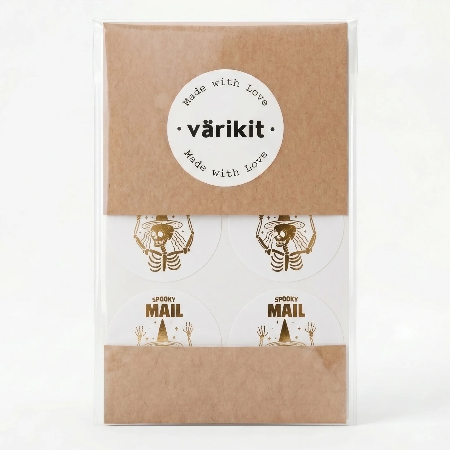 Playful Spooky Mail Stickers for Small Business, Witchy Skeleton, 2 Inch Round, 60 Labels | Varikit