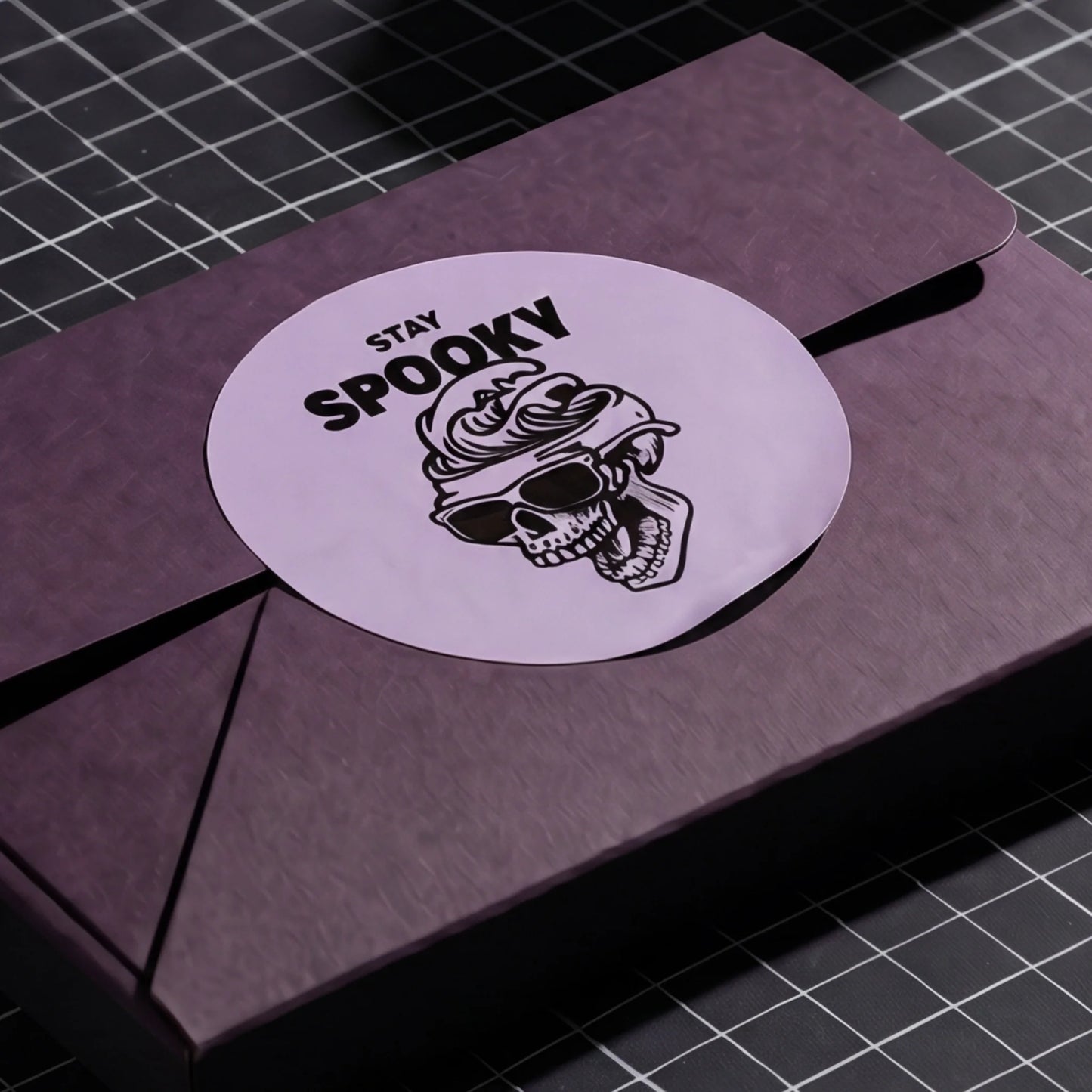 Playful Stay Spooky Stickers for Small Business, Sunglasses Skull Wave, 2 Inch Round, 60 Labels | Varikit