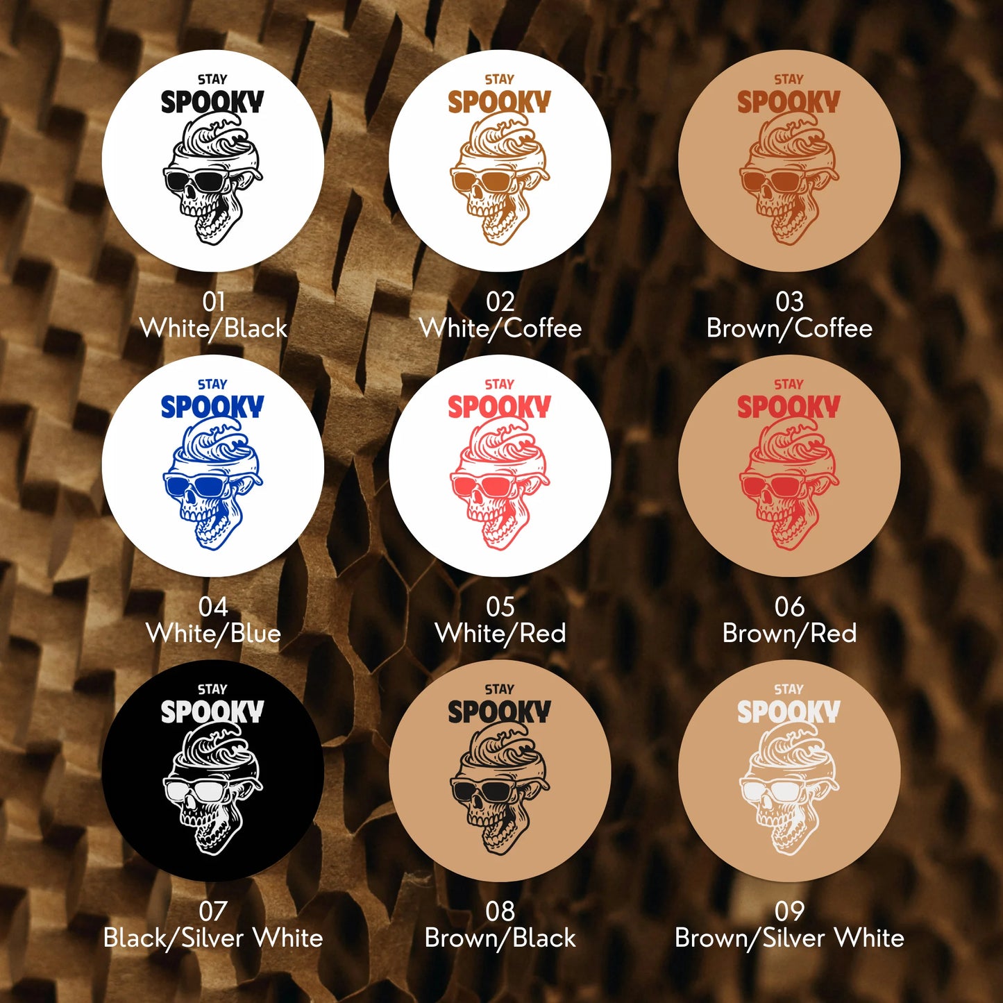 Playful Stay Spooky Stickers for Small Business, Sunglasses Skull Wave, 2 Inch Round, 60 Labels | Varikit