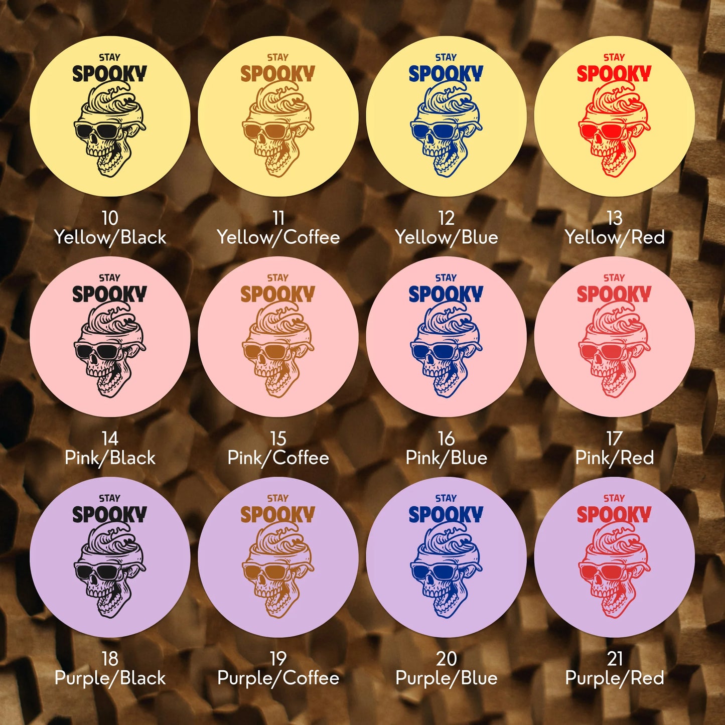 Playful Stay Spooky Stickers for Small Business, Sunglasses Skull Wave, 2 Inch Round, 60 Labels | Varikit