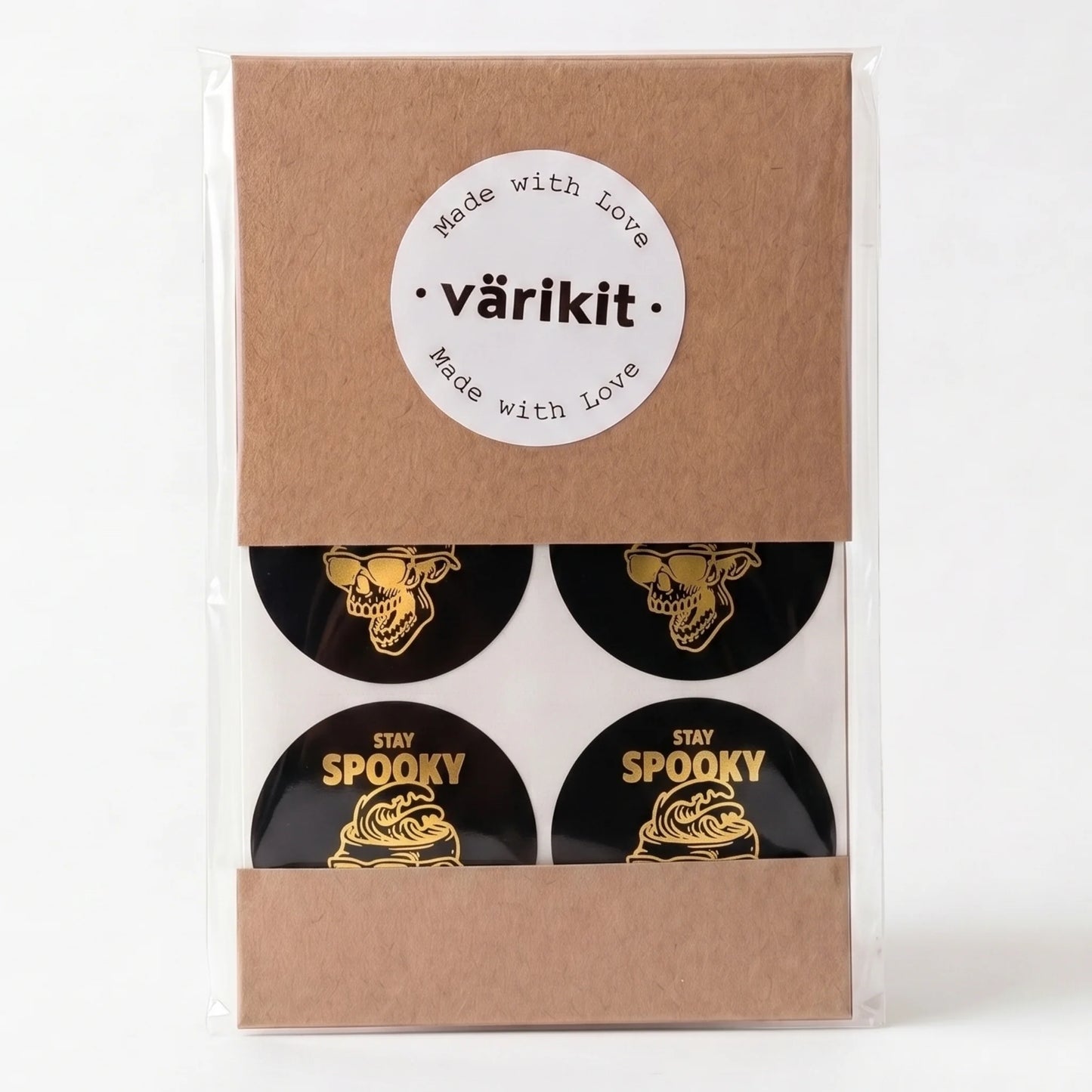 Playful Stay Spooky Stickers for Small Business, Sunglasses Skull Wave, 2 Inch Round, 60 Labels | Varikit