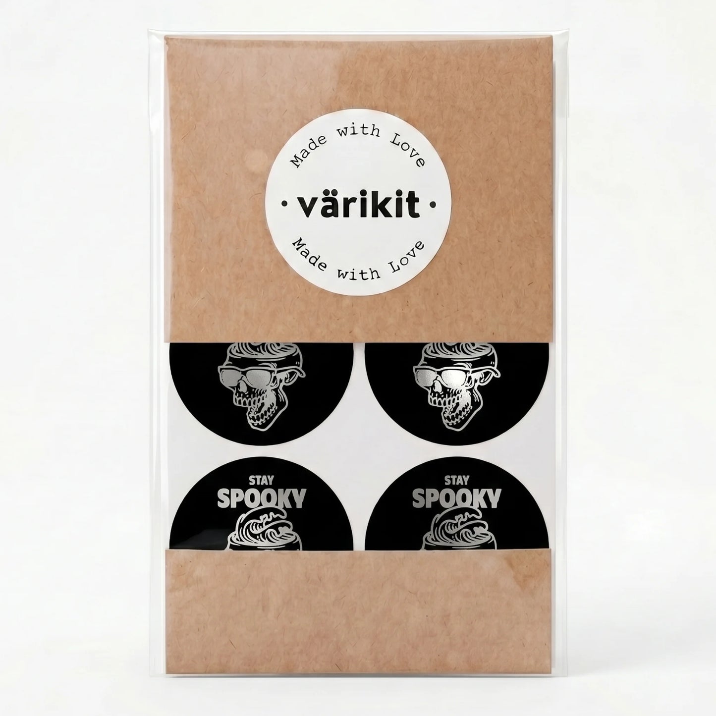 Playful Stay Spooky Stickers for Small Business, Sunglasses Skull Wave, 2 Inch Round, 60 Labels | Varikit