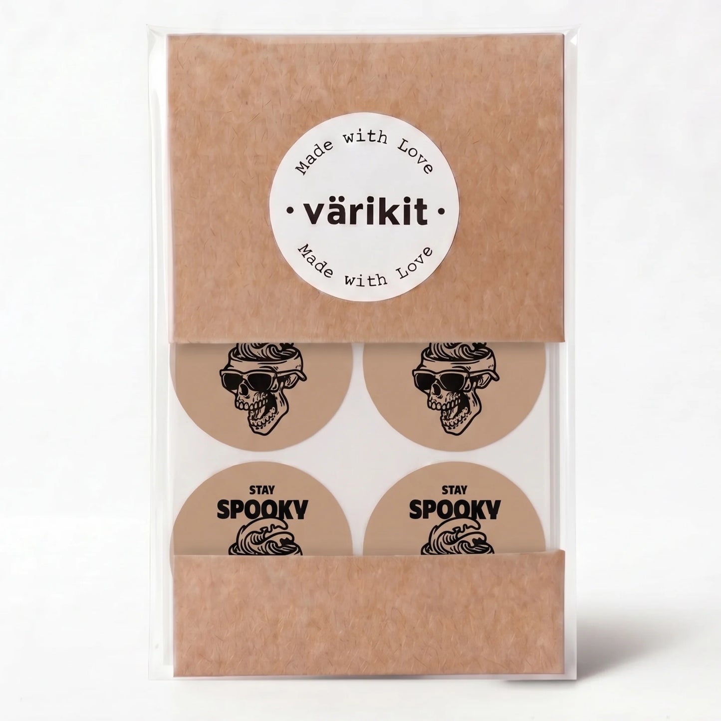 Playful Stay Spooky Stickers for Small Business, Sunglasses Skull Wave, 2 Inch Round, 60 Labels | Varikit