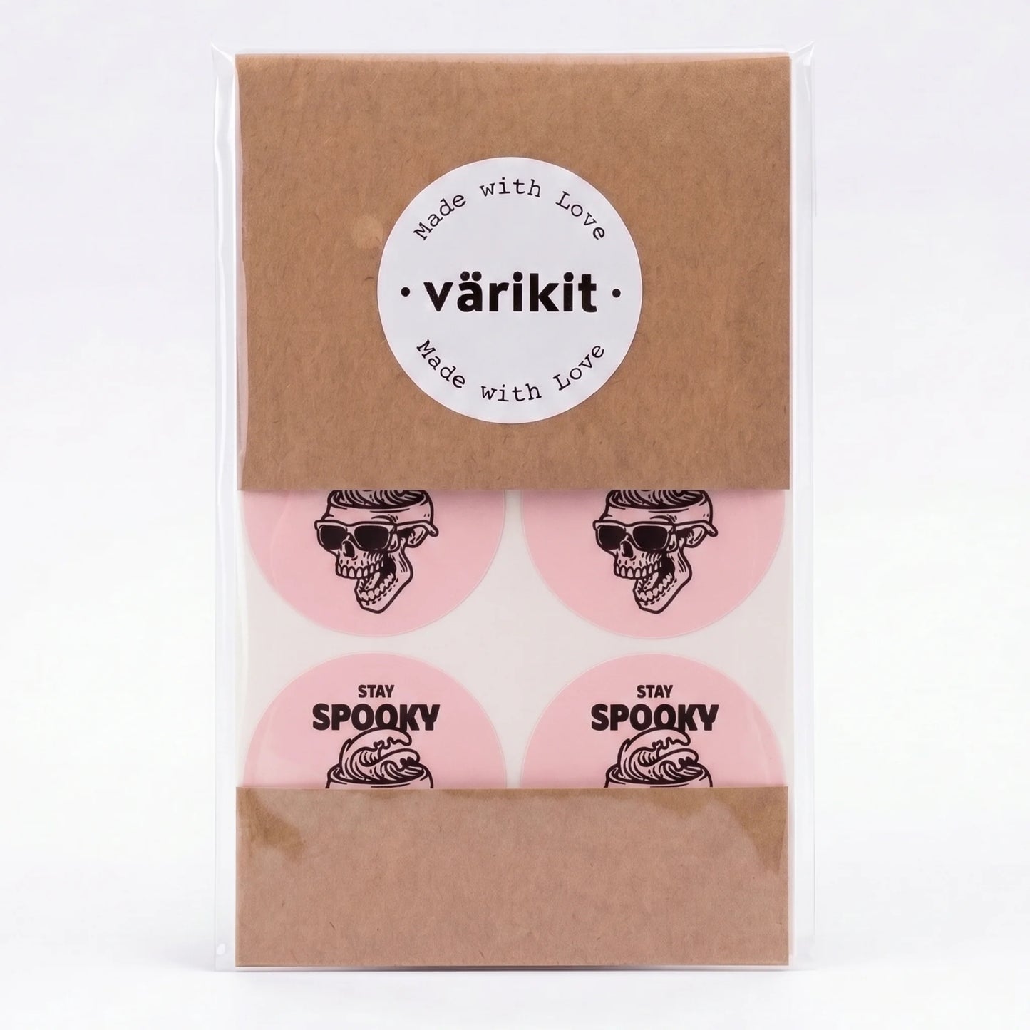 Playful Stay Spooky Stickers for Small Business, Sunglasses Skull Wave, 2 Inch Round, 60 Labels | Varikit