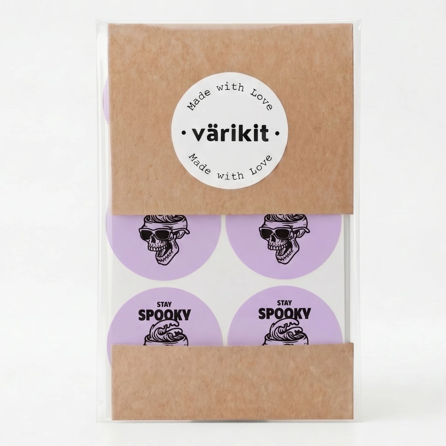 Playful Stay Spooky Stickers for Small Business, Sunglasses Skull Wave, 2 Inch Round, 60 Labels | Varikit