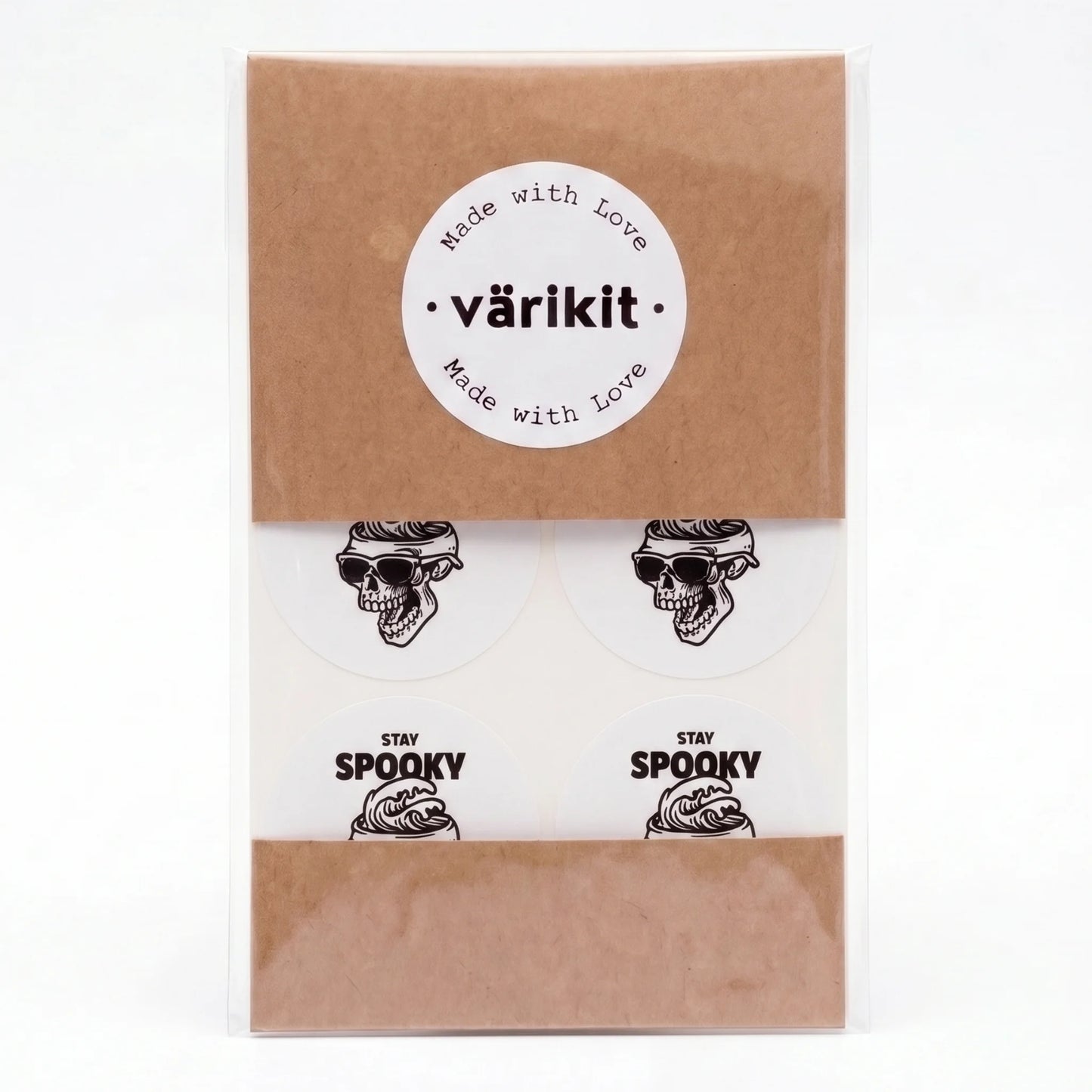 Playful Stay Spooky Stickers for Small Business, Sunglasses Skull Wave, 2 Inch Round, 60 Labels | Varikit
