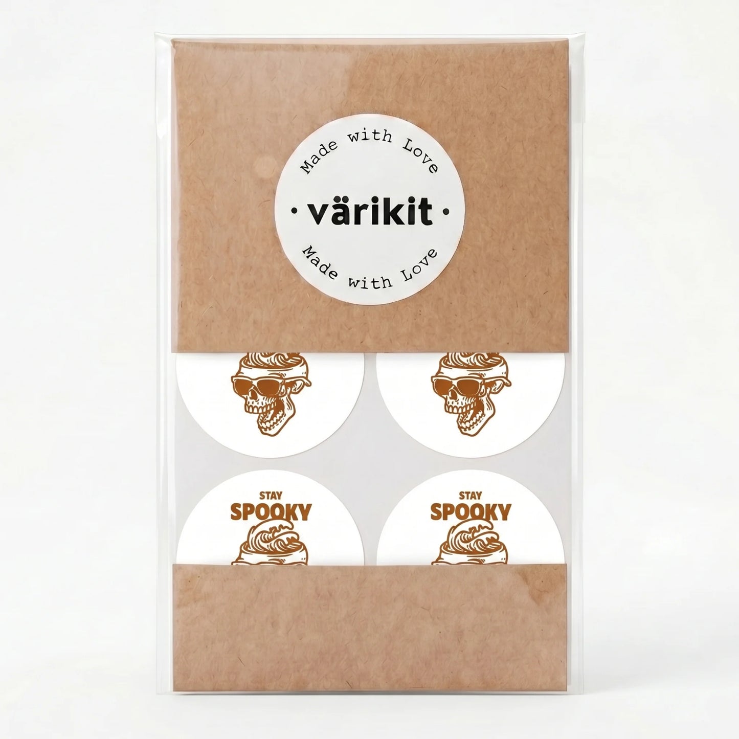 Playful Stay Spooky Stickers for Small Business, Sunglasses Skull Wave, 2 Inch Round, 60 Labels | Varikit