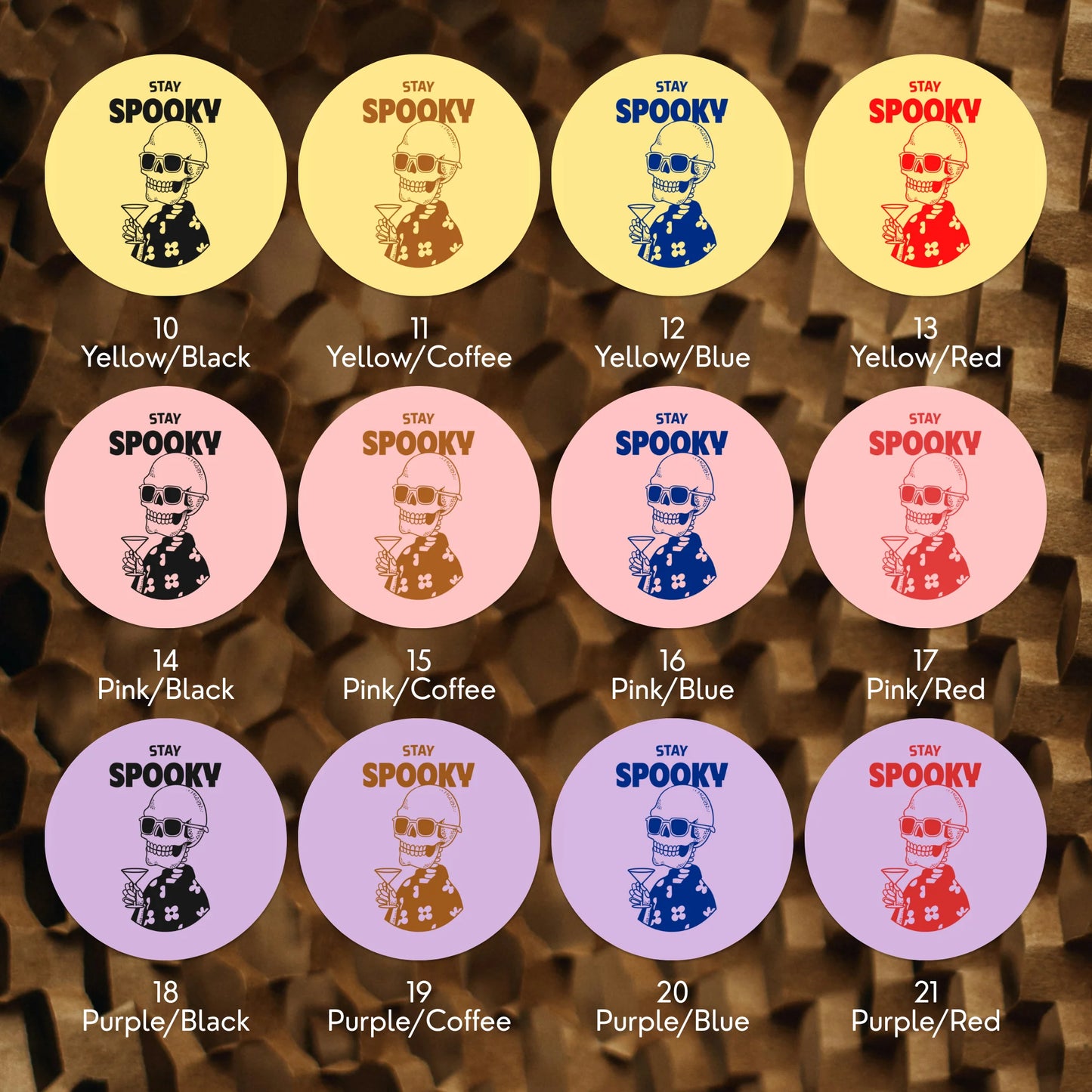 Playful Stay Spooky Stickers for Small Business, Hawaiian Shirt Skeleton, 2 Inch Round, 60 Labels | Varikit