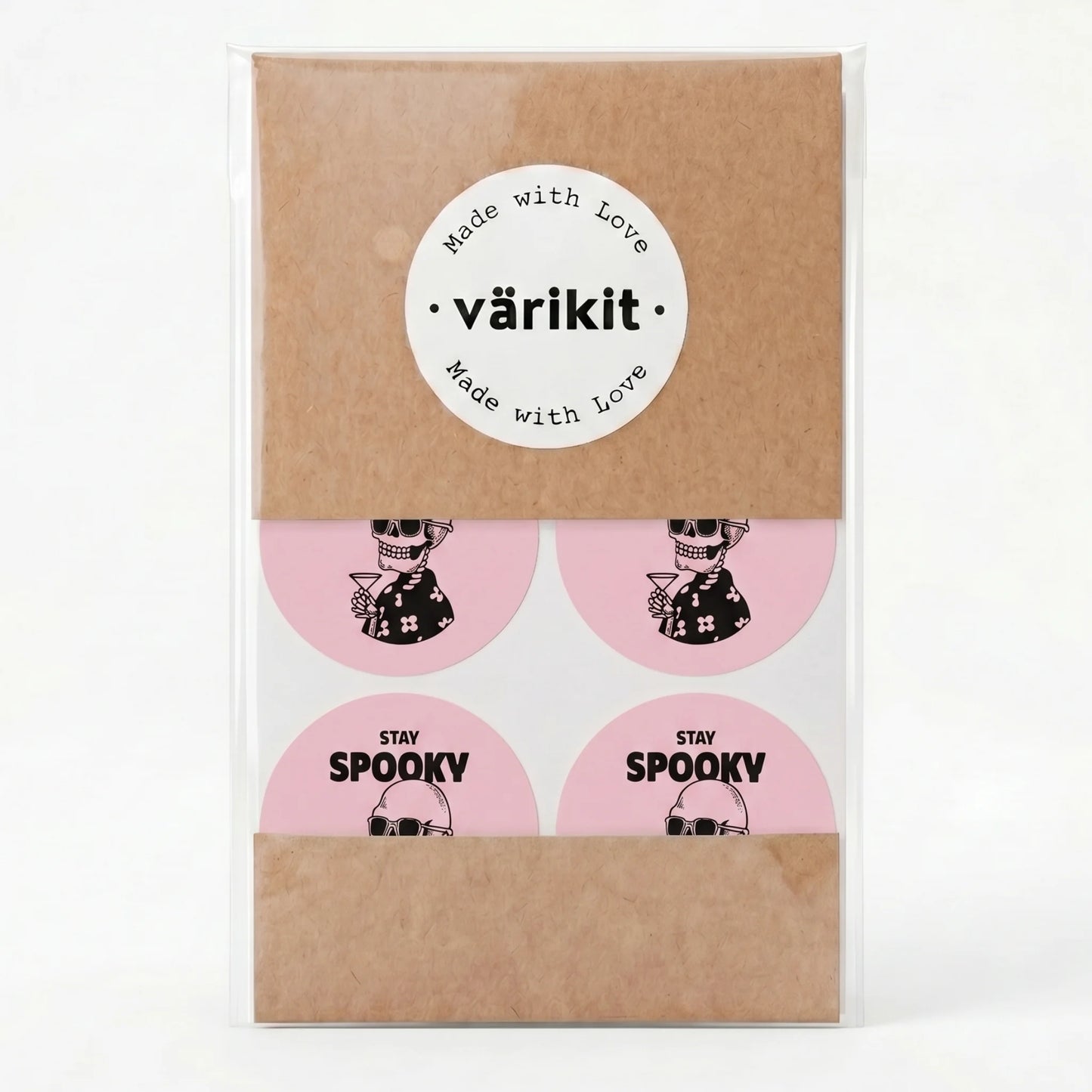 Playful Stay Spooky Stickers for Small Business, Hawaiian Shirt Skeleton, 2 Inch Round, 60 Labels | Varikit