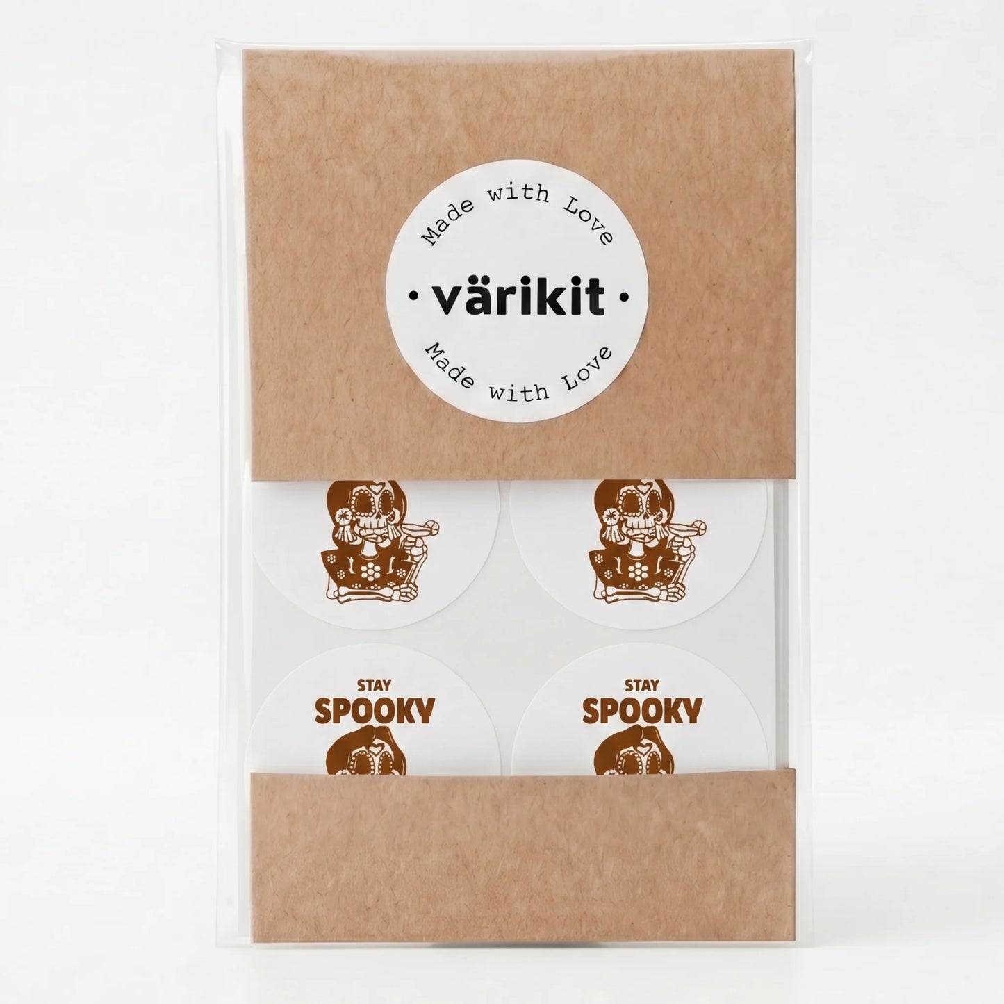 Verspielte Stay Spooky Aufkleber für kleine Unternehmen, Sugar Skull Cocktail, 2 Zoll rund, 60 Etiketten | Varikit