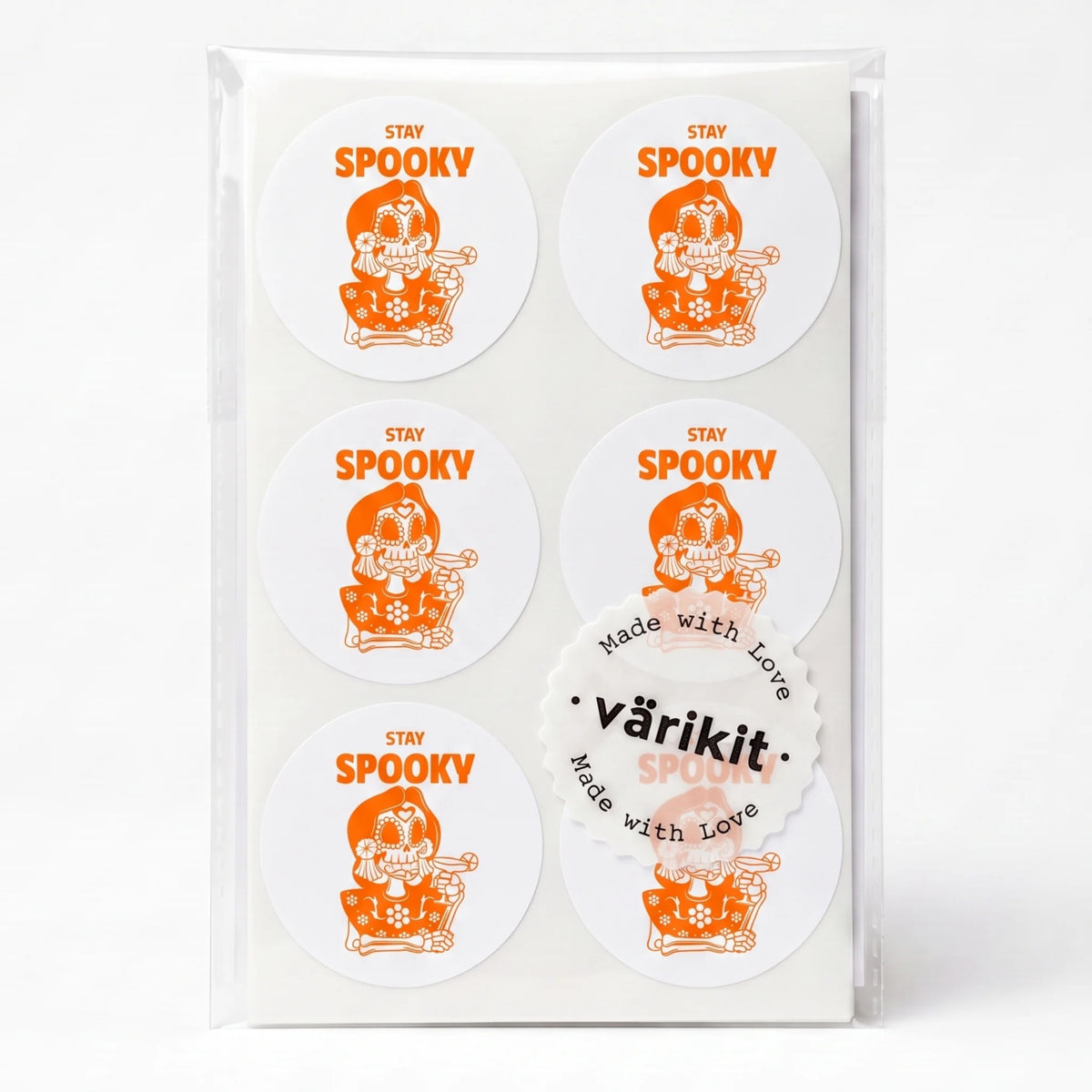 Autocollants ludiques « Stay Spooky » pour petites entreprises, cocktail tête de mort mexicaine, ronds de 2 pouces, 60 étiquettes | Varikit