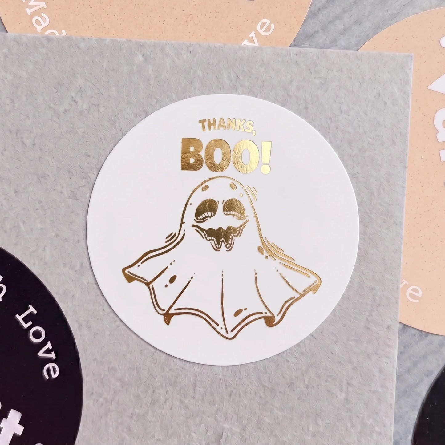 Playful Thank You Stickers for Small Business, Thanks Boo Ghost, 2 Inch Round, 60 Labels | Varikit