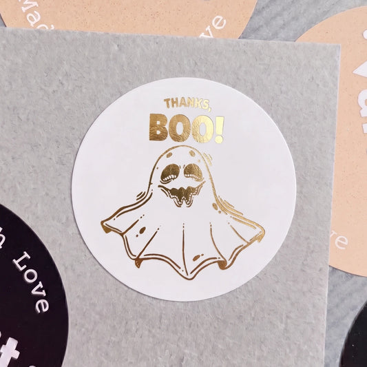 Playful Thank You Stickers for Small Business, Thanks Boo Ghost, 2 Inch Round, 60 Labels | Varikit