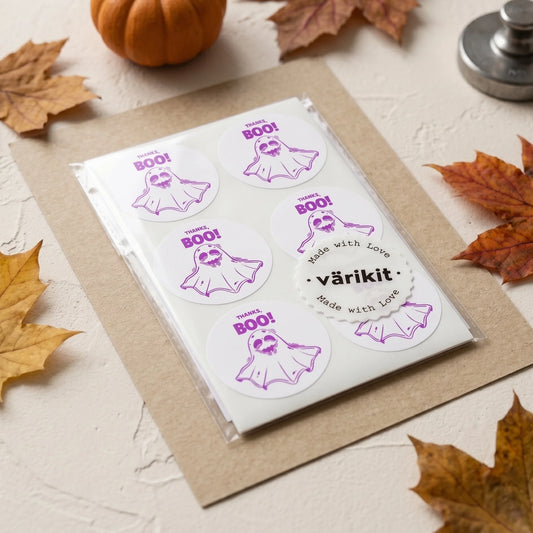 Playful Thank You Stickers for Small Business, Thanks Boo Ghost, 2 Inch Round, 60 Labels | Varikit