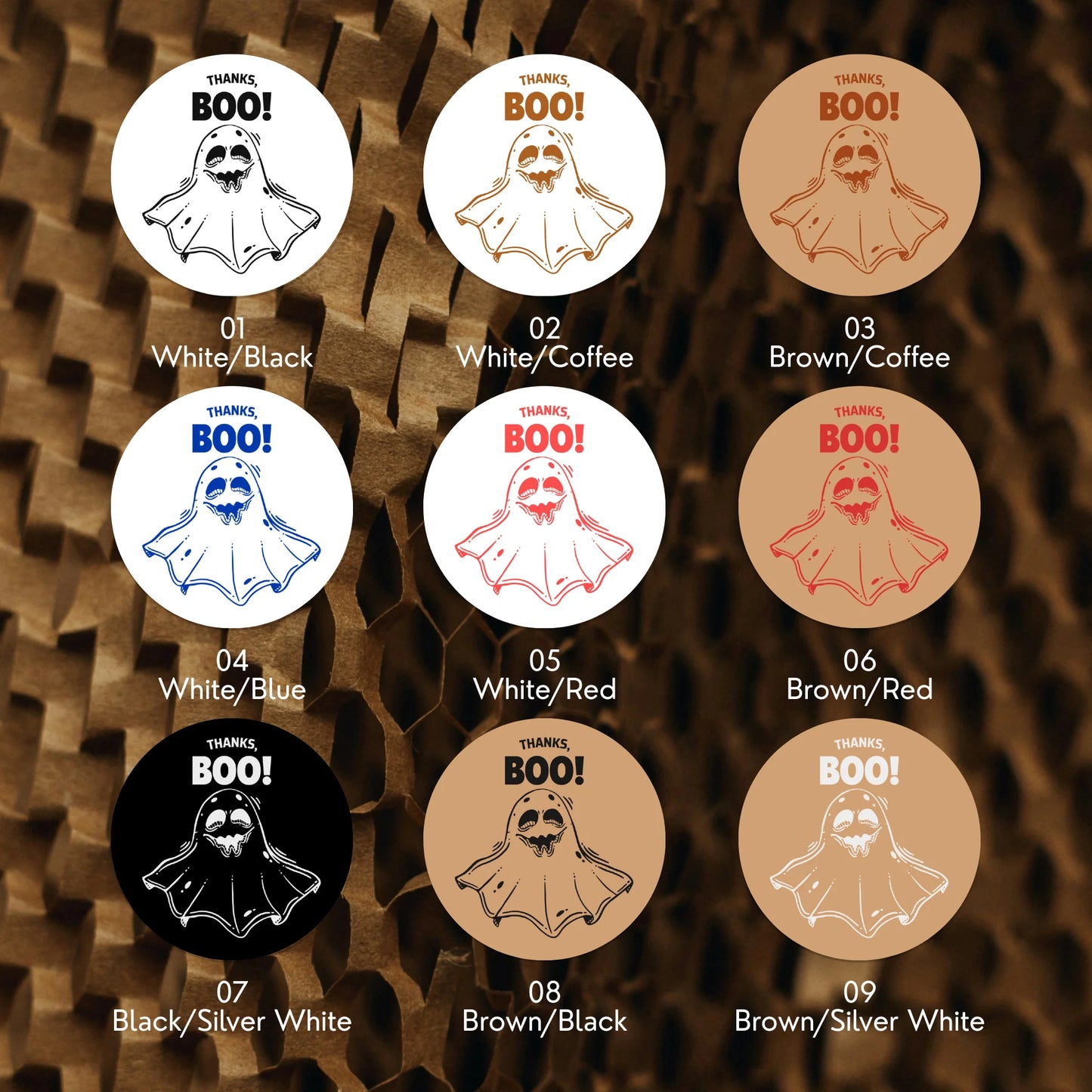 Playful Thank You Stickers for Small Business, Thanks Boo Ghost, 2 Inch Round, 60 Labels | Varikit