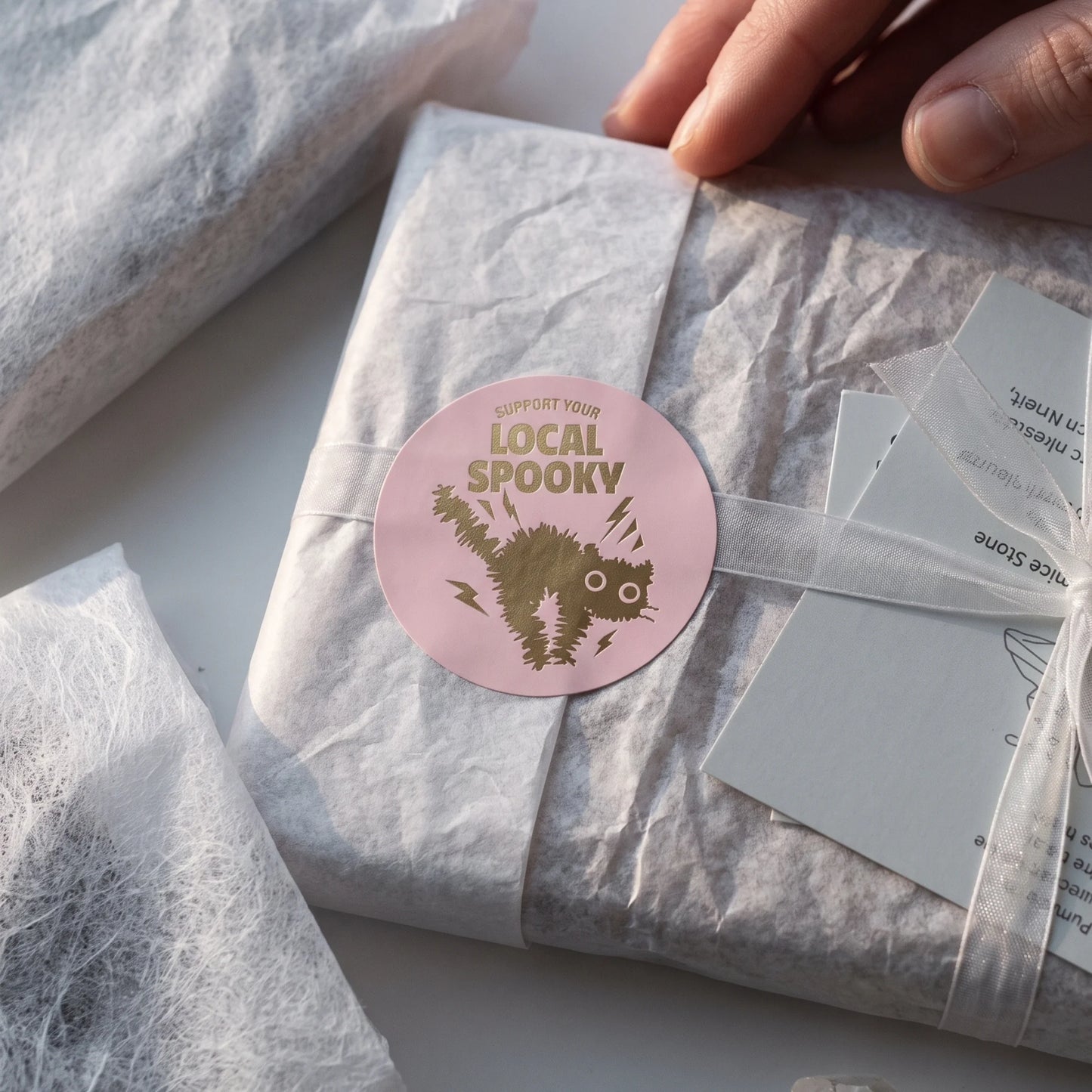 Playful Packaging Stickers for Small Business, Startled Black Cat, 2 Inch Round, 60 Labels | Varikit