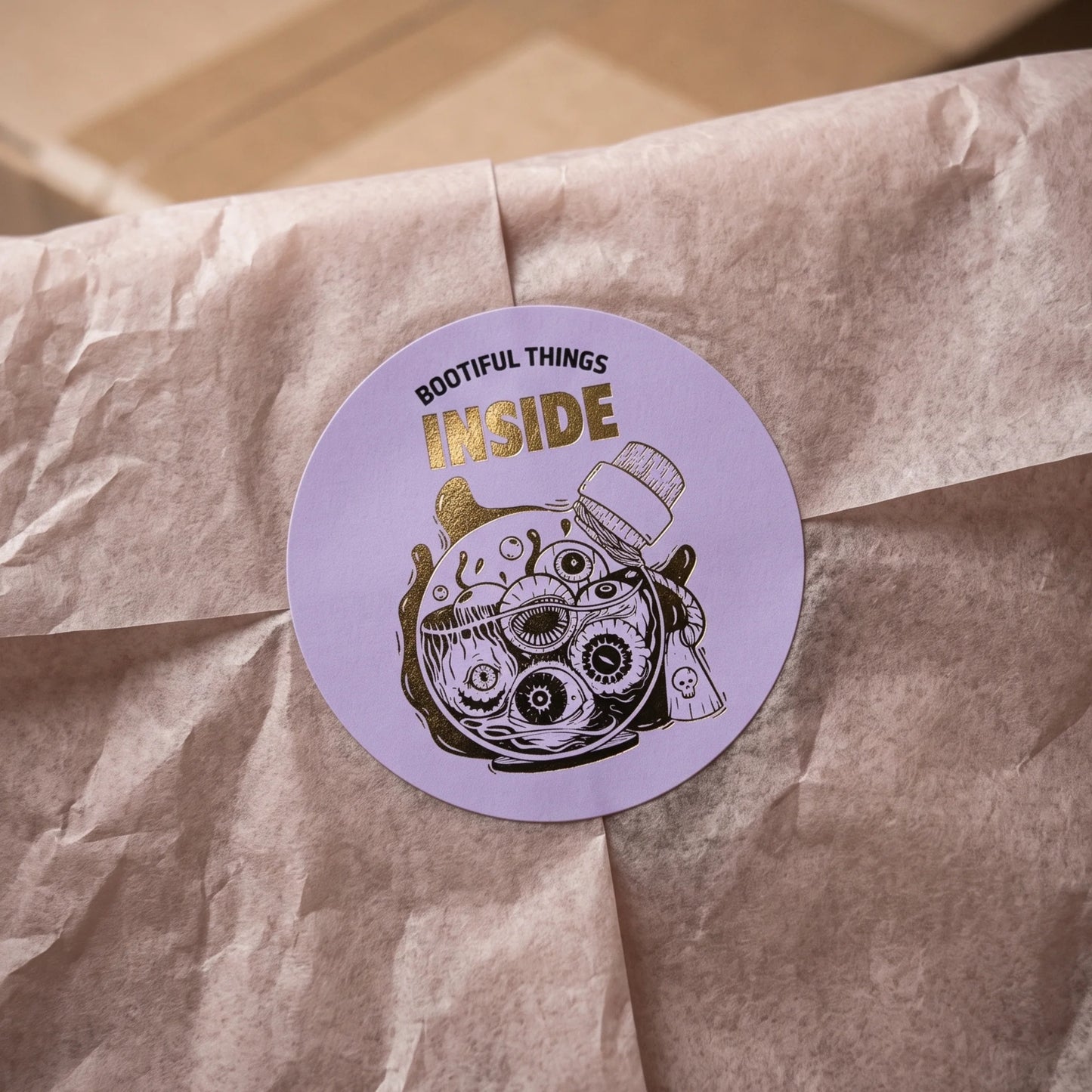 Playful Packaging Stickers for Small Business, Creepy Eyeball Jar, 2 Inch Round, 60 Labels | Varikit