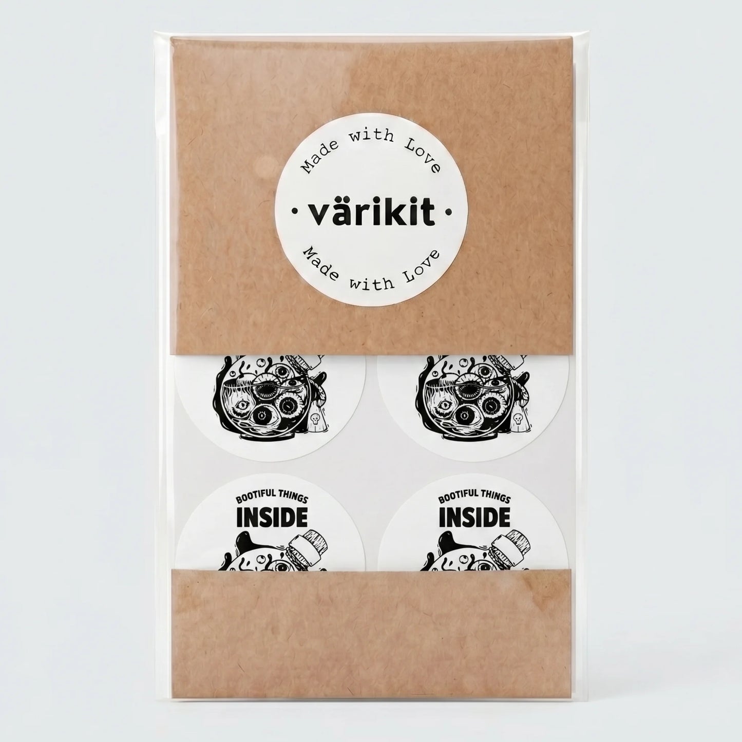 Playful Packaging Stickers for Small Business, Creepy Eyeball Jar, 2 Inch Round, 60 Labels | Varikit