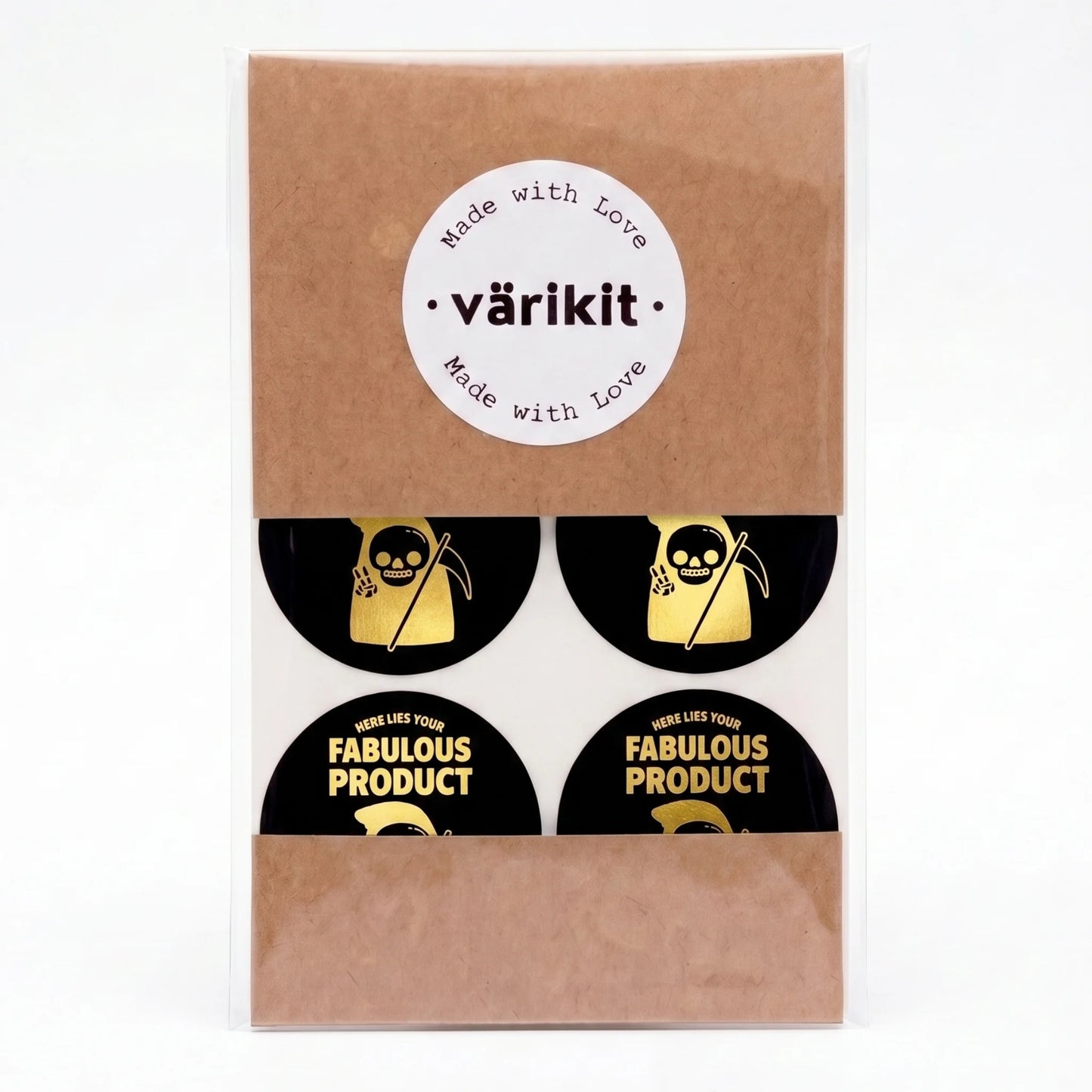Autocollants de remerciement ludiques pour petite entreprise, Grim Reaper Peace Sign, ronds de 2 pouces, 60 étiquettes | Varikit
