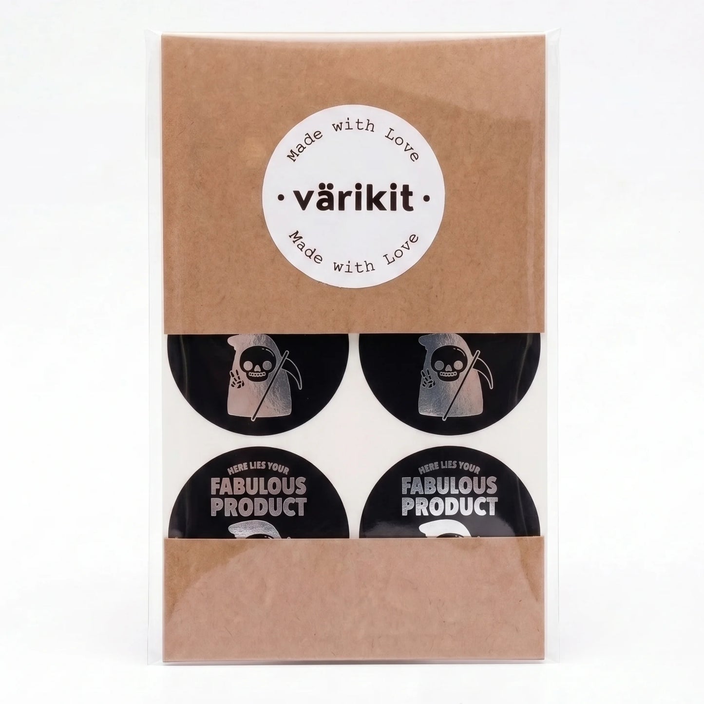 Autocollants de remerciement ludiques pour petite entreprise, Grim Reaper Peace Sign, ronds de 2 pouces, 60 étiquettes | Varikit