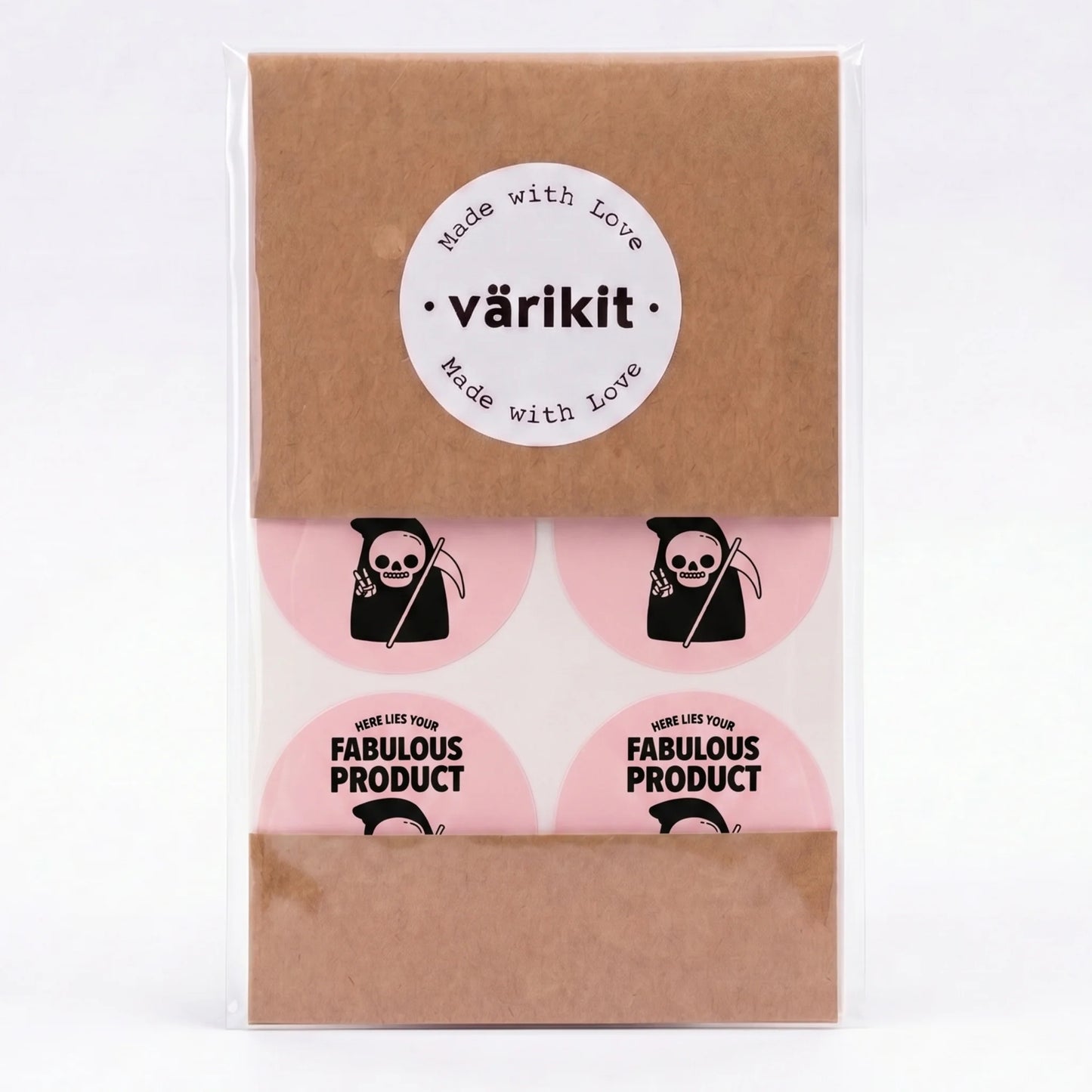 Autocollants de remerciement ludiques pour petite entreprise, Grim Reaper Peace Sign, ronds de 2 pouces, 60 étiquettes | Varikit