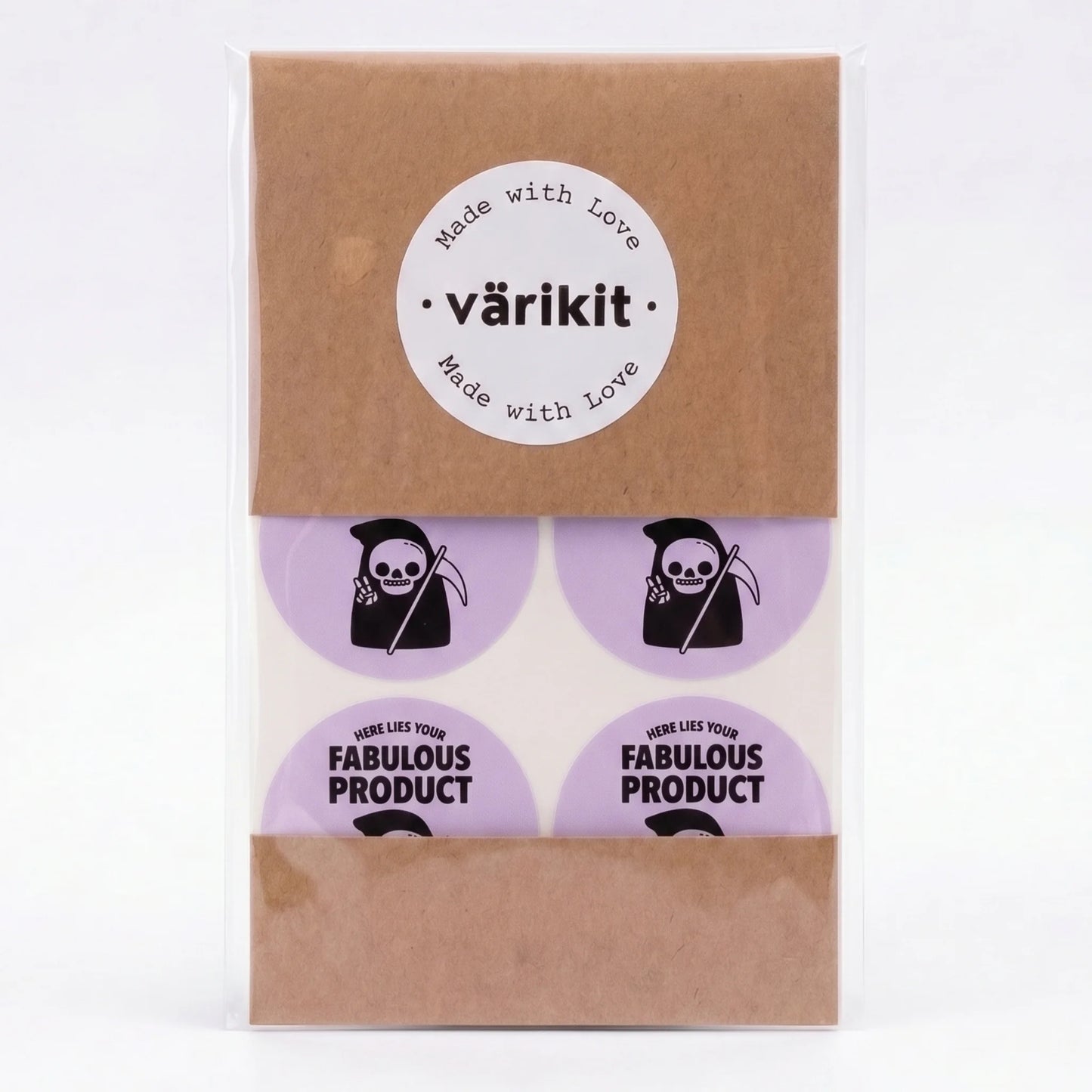 Autocollants de remerciement ludiques pour petite entreprise, Grim Reaper Peace Sign, ronds de 2 pouces, 60 étiquettes | Varikit