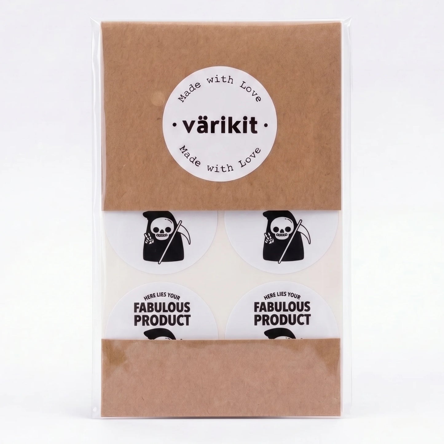 Autocollants de remerciement ludiques pour petite entreprise, Grim Reaper Peace Sign, ronds de 2 pouces, 60 étiquettes | Varikit
