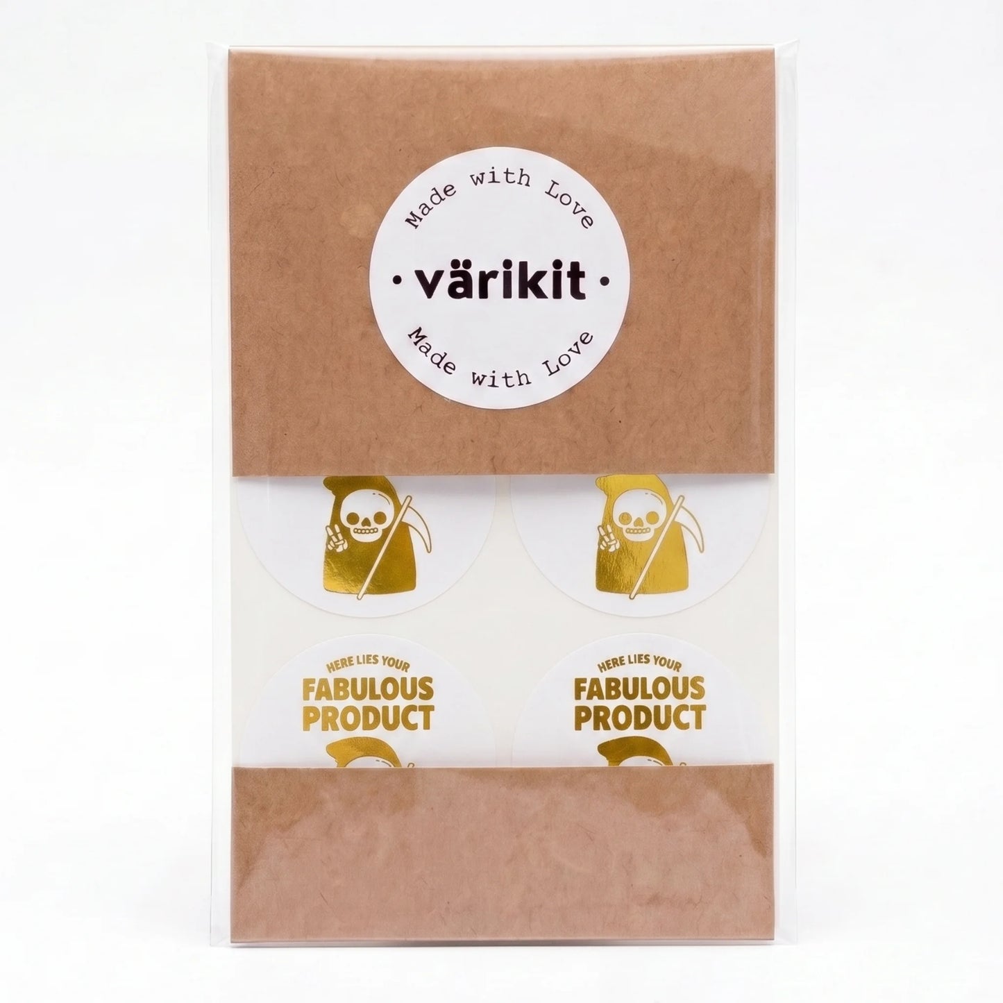 Autocollants de remerciement ludiques pour petite entreprise, Grim Reaper Peace Sign, ronds de 2 pouces, 60 étiquettes | Varikit