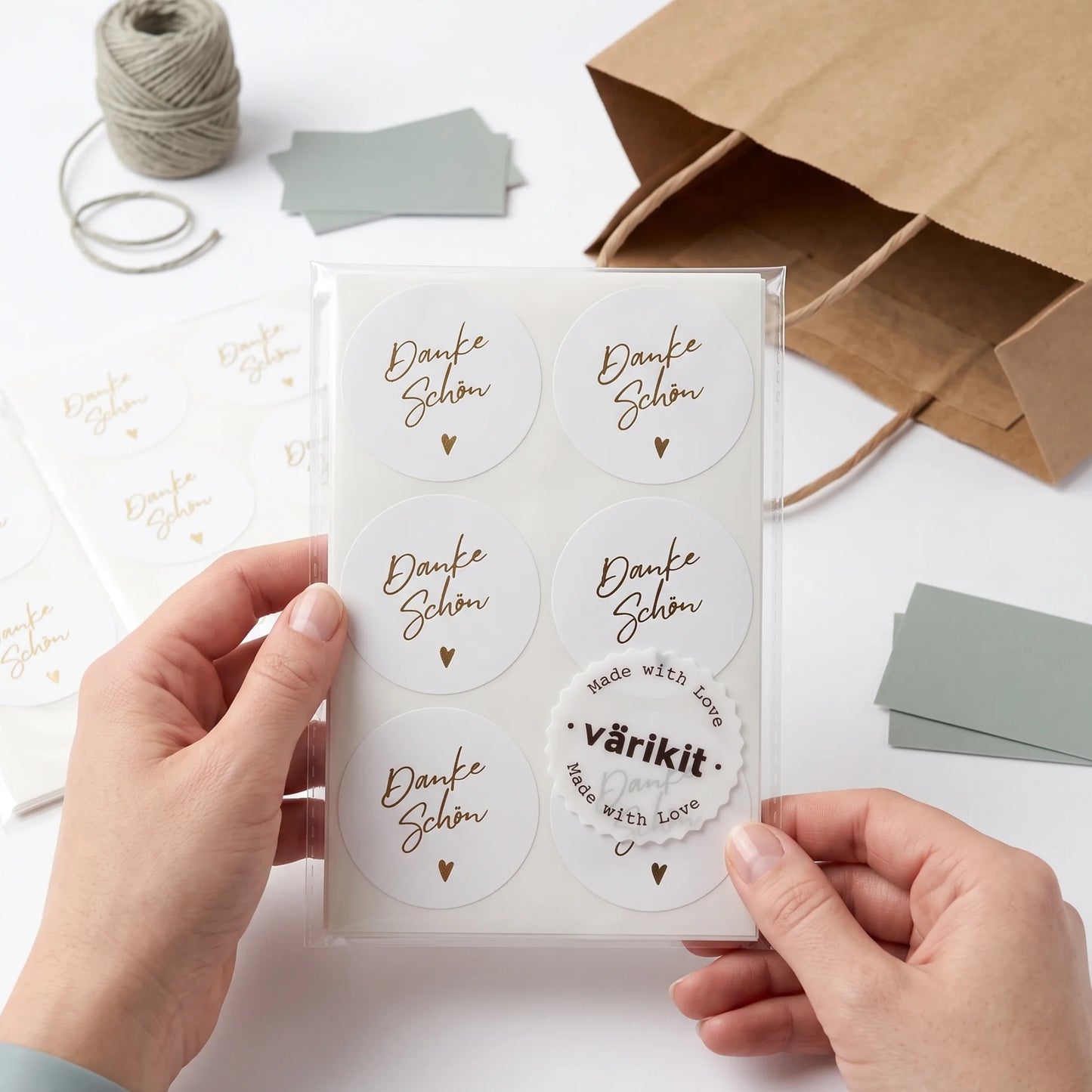 Danke schön Stickers for Small Business, Handwritten Type, 2-Inch Round, 60 Labels | Varikit