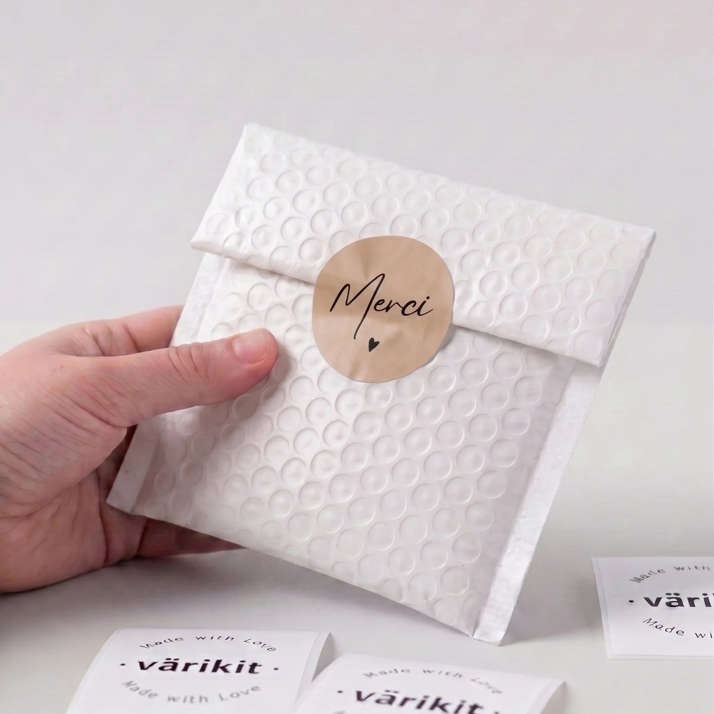 Merci Stickers for Small Business, Handwritten Type, 2-Inch Round, 60 Labels | Varikit