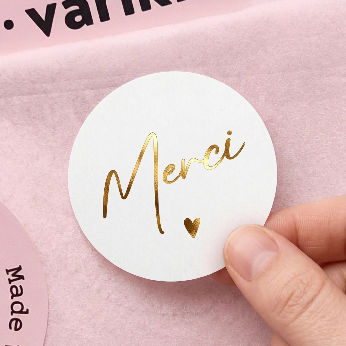 Merci Stickers for Small Business, Handwritten Type, 2-Inch Round, 60 Labels | Varikit