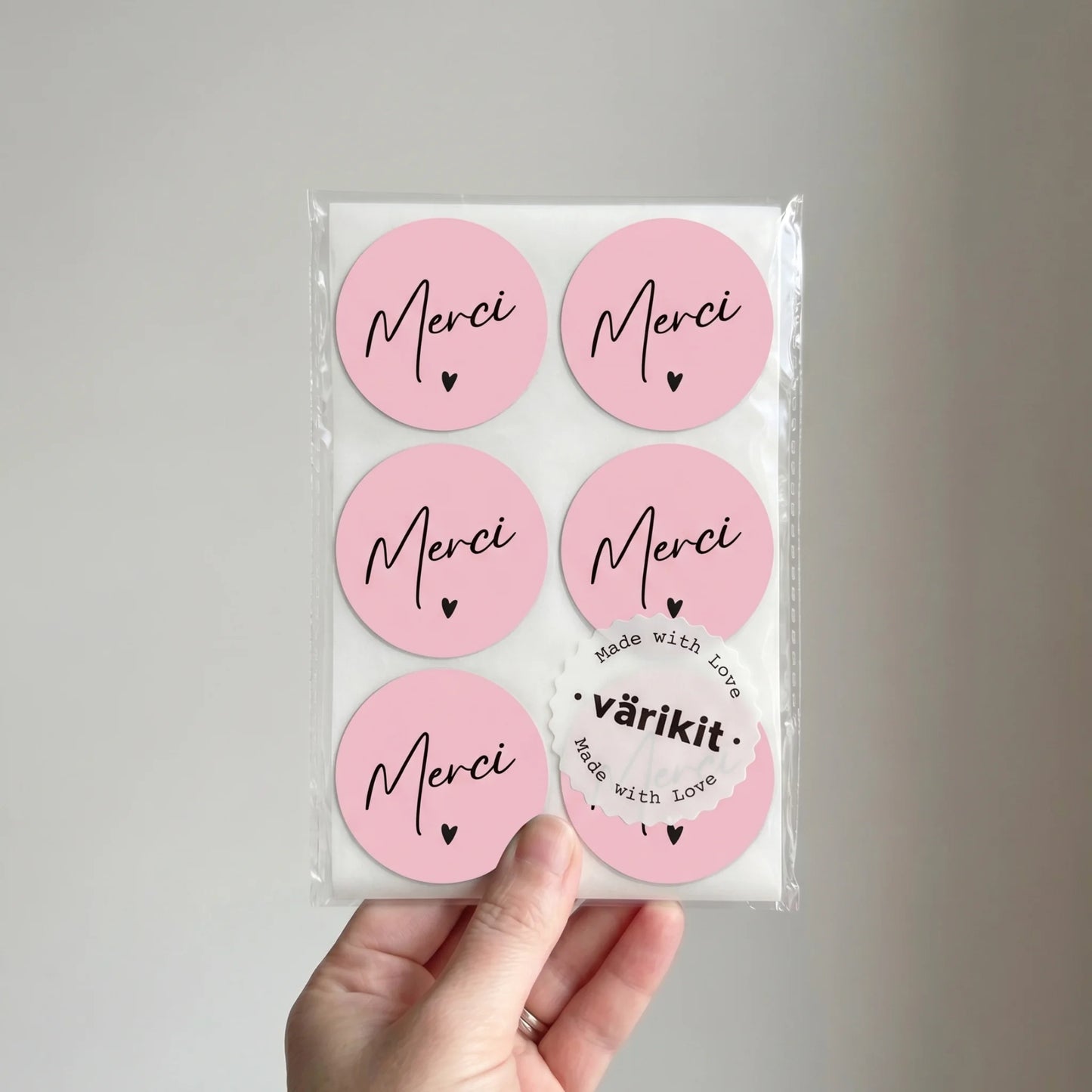 Merci Stickers for Small Business, Handwritten Type, 2-Inch Round, 60 Labels | Varikit