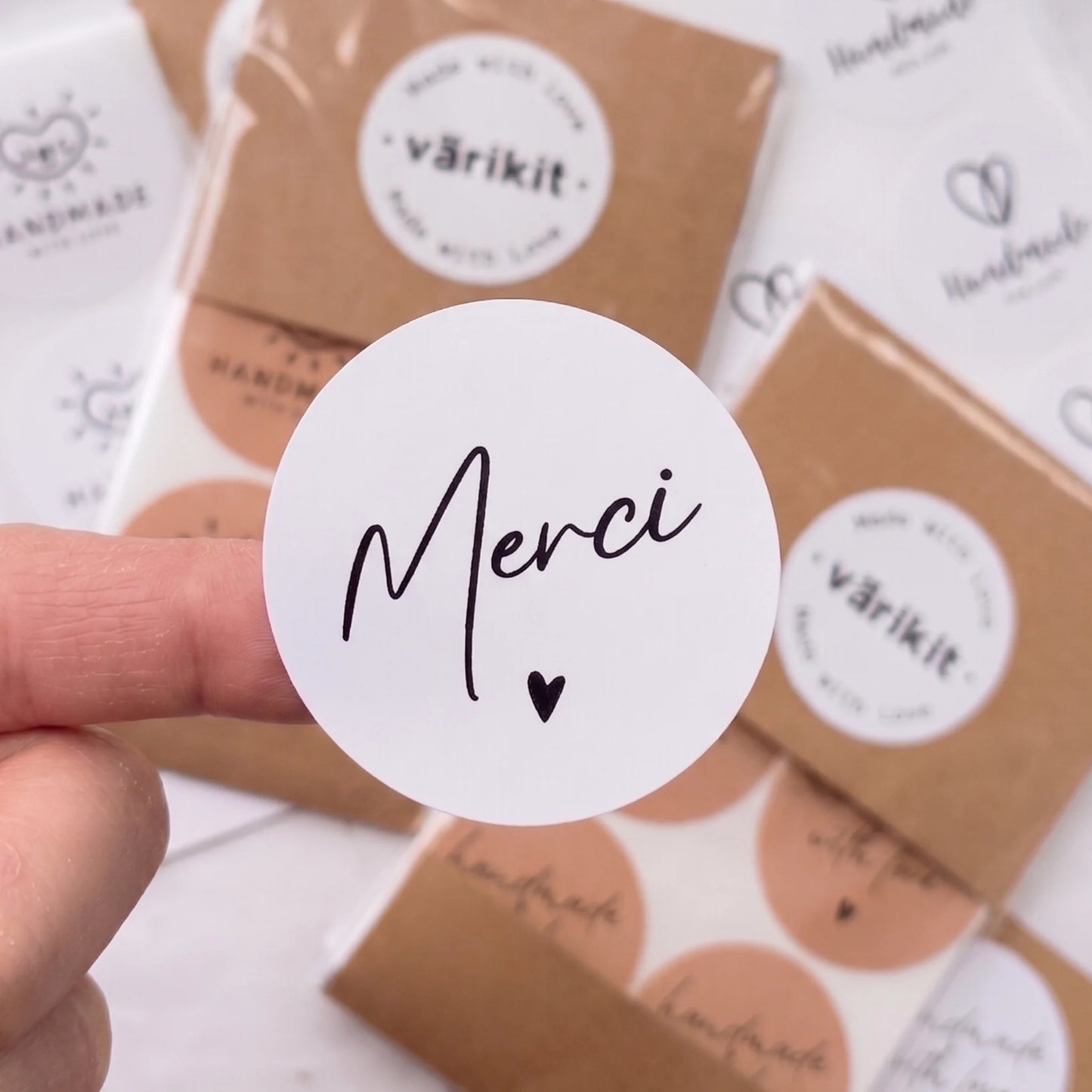Merci Stickers for Small Business, Handwritten Type, 2-Inch Round, 60 Labels | Varikit