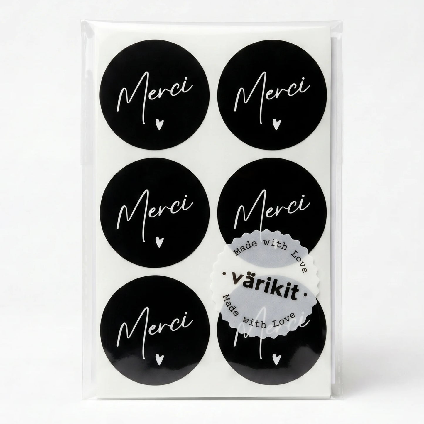 Merci Stickers for Small Business, Handwritten Type, 2-Inch Round, 60 Labels | Varikit