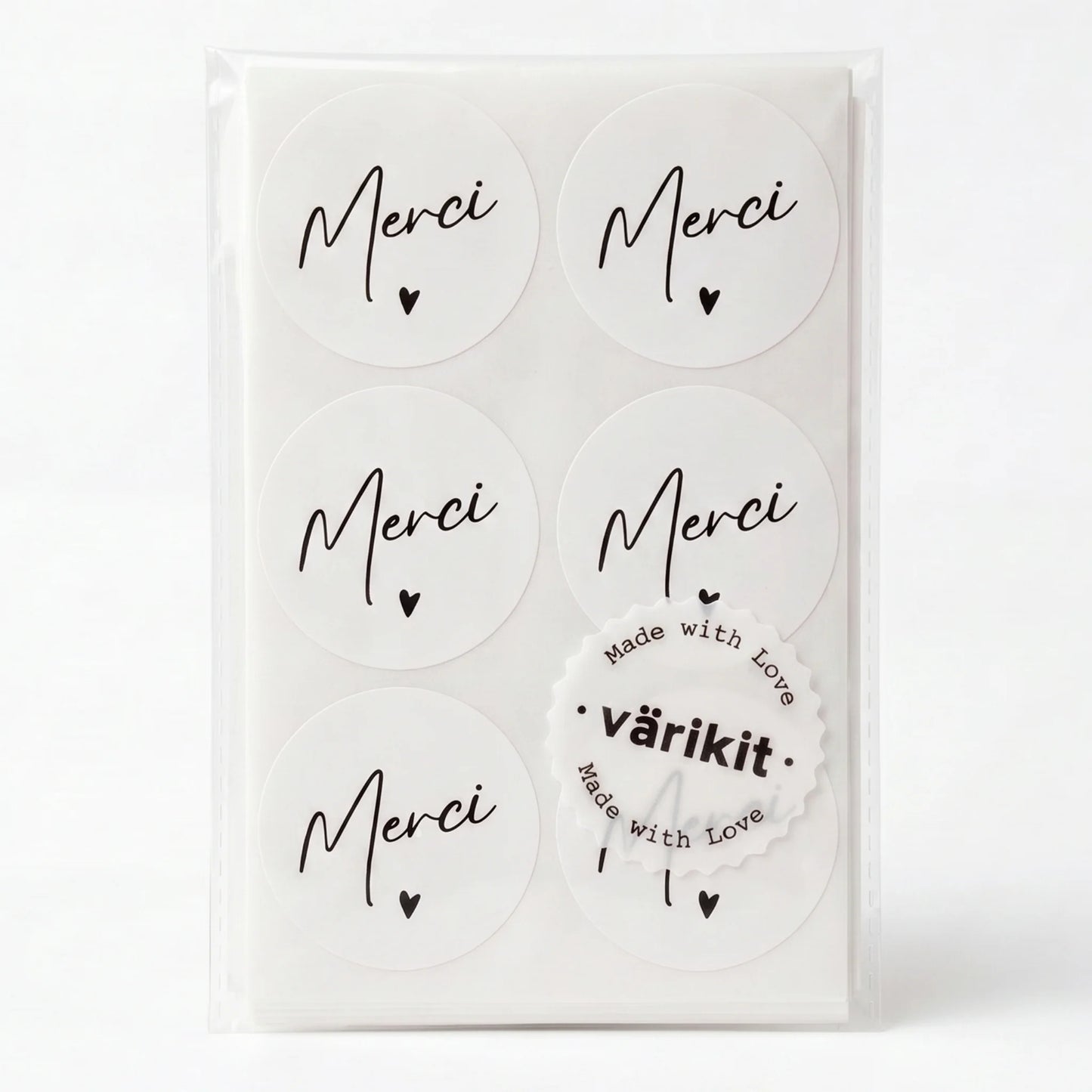 Merci Stickers for Small Business, Handwritten Type, 2-Inch Round, 60 Labels | Varikit